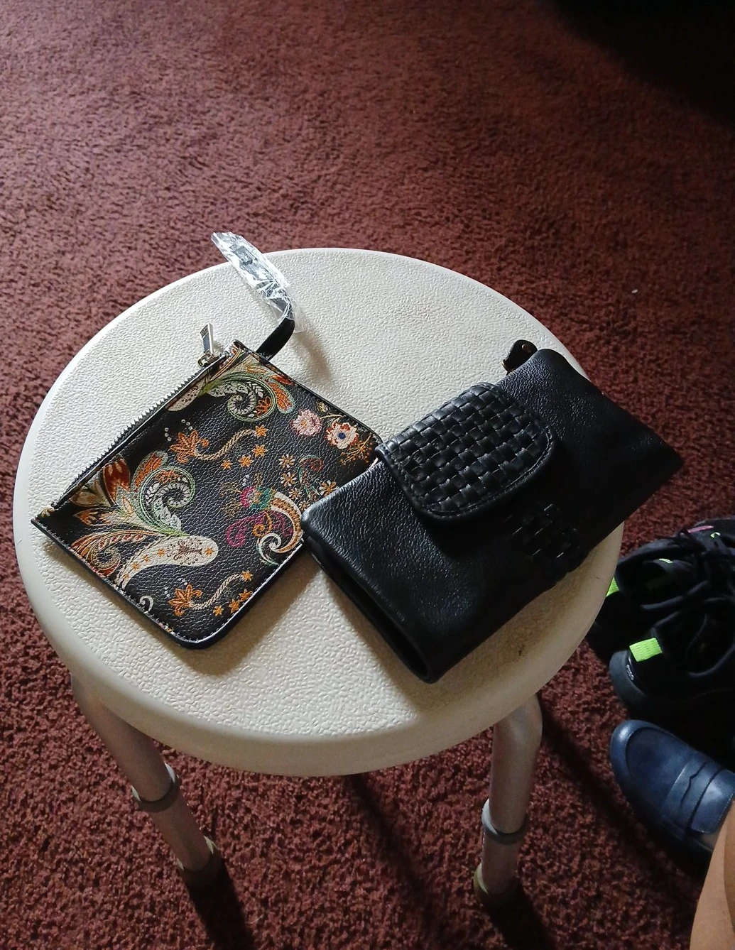 Two Women's Wallets: Black and Floral Patterned