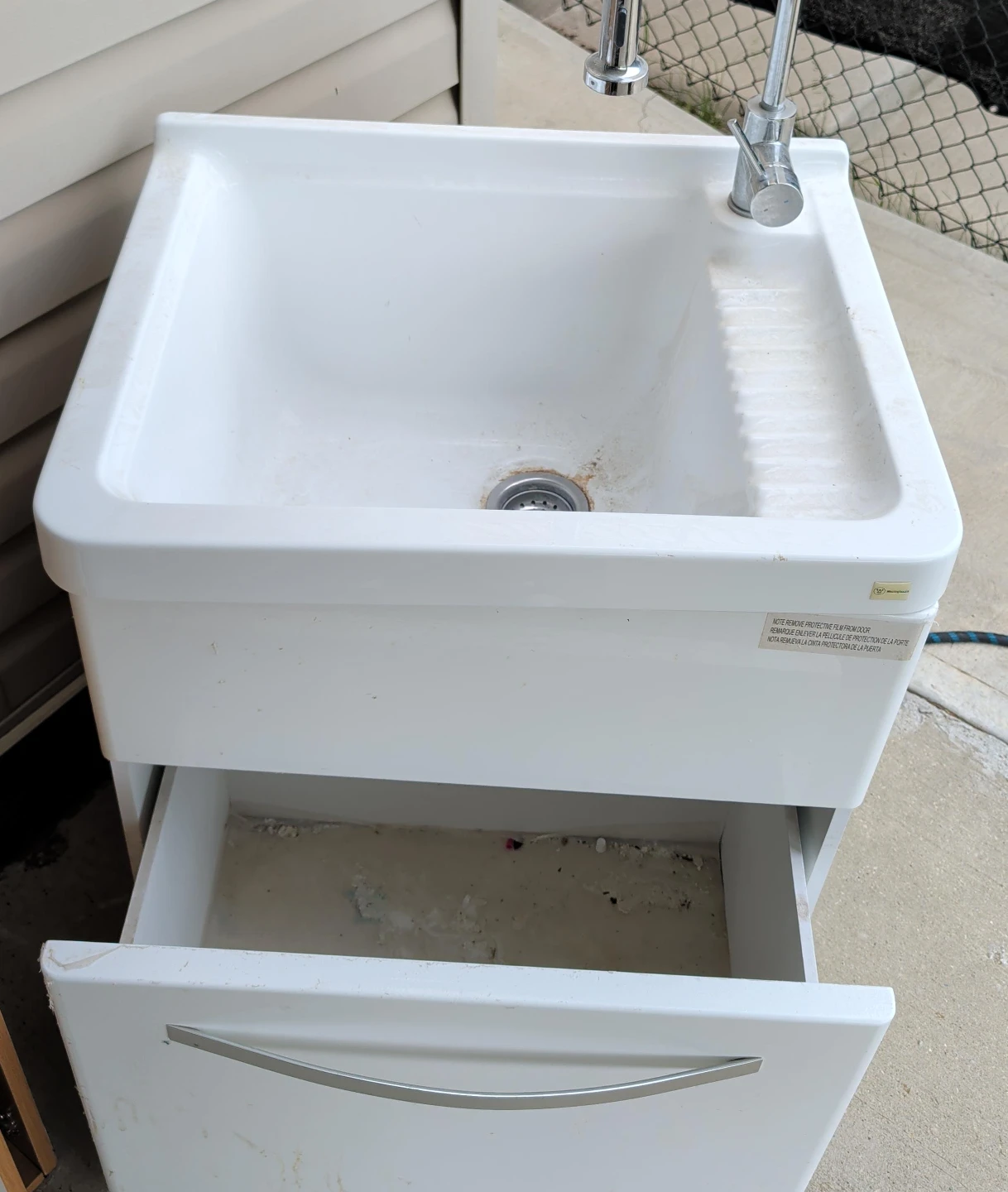 White Utility Sink with Drawer