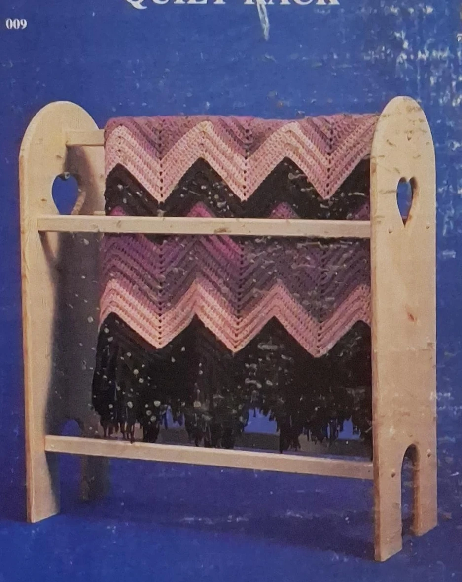 Wooden Quilt Rack with Heart Cutouts