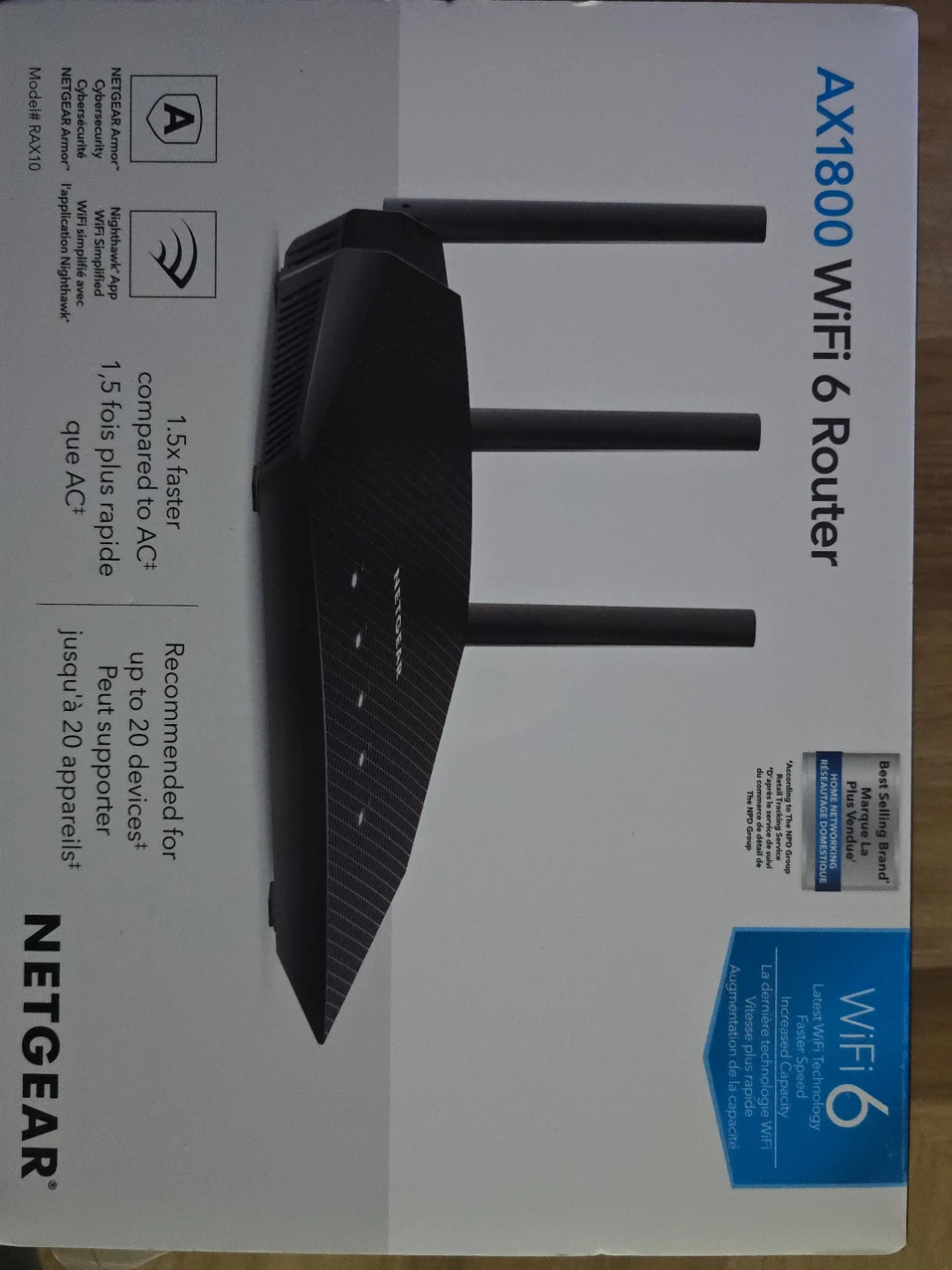 NETGEAR AX1800 WiFi 6 Router Model RAX10