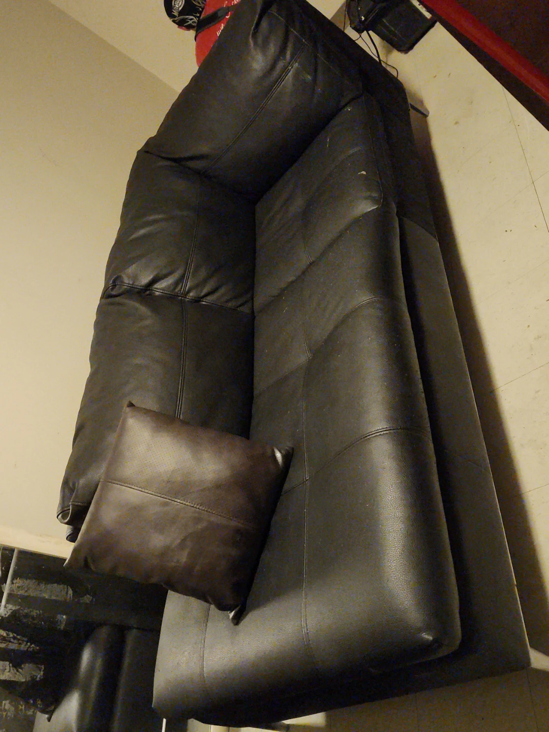 Black Faux Leather Sectional Sofa