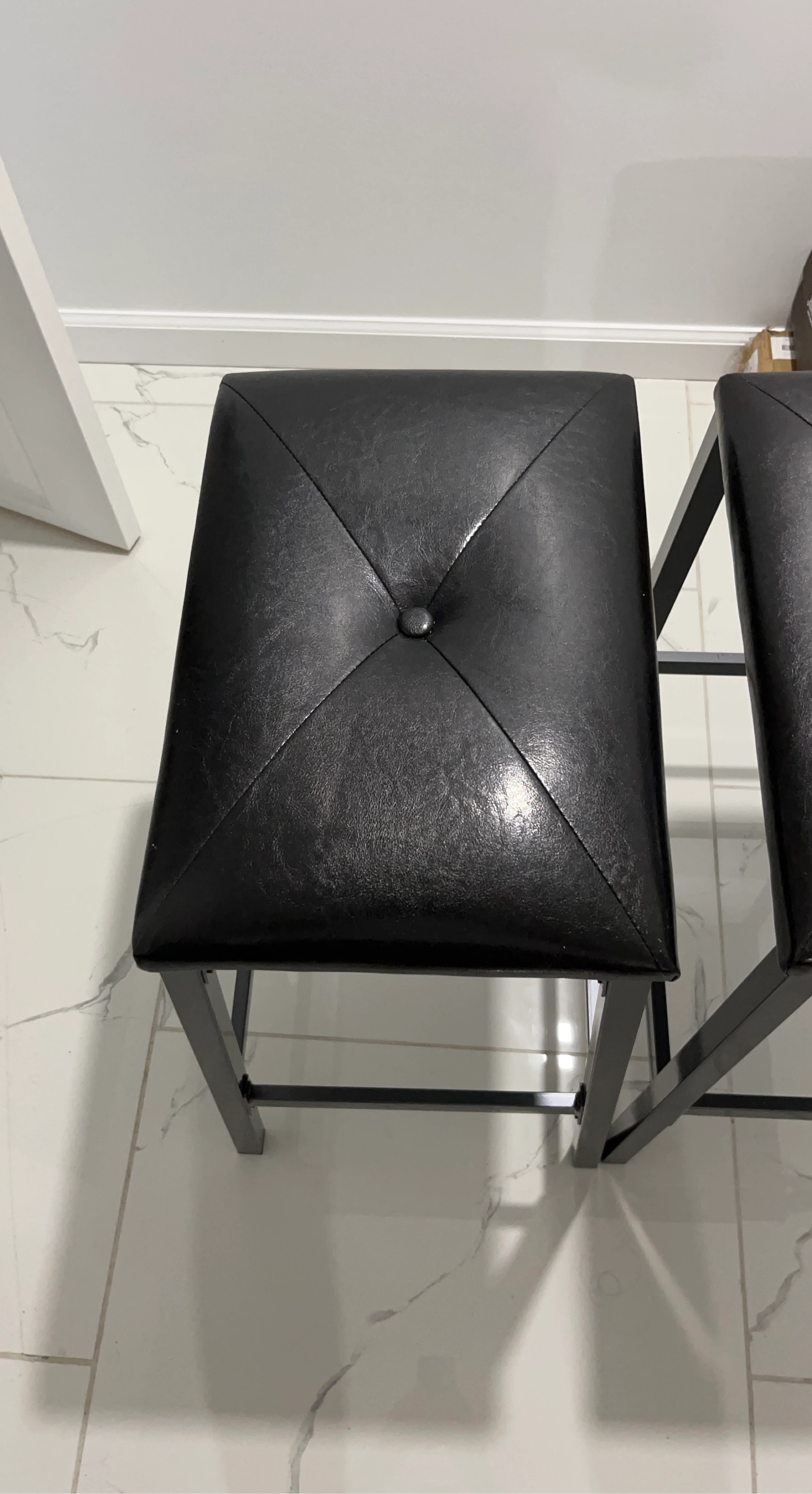 Black Faux Leather Counter Stools (Set of 2)