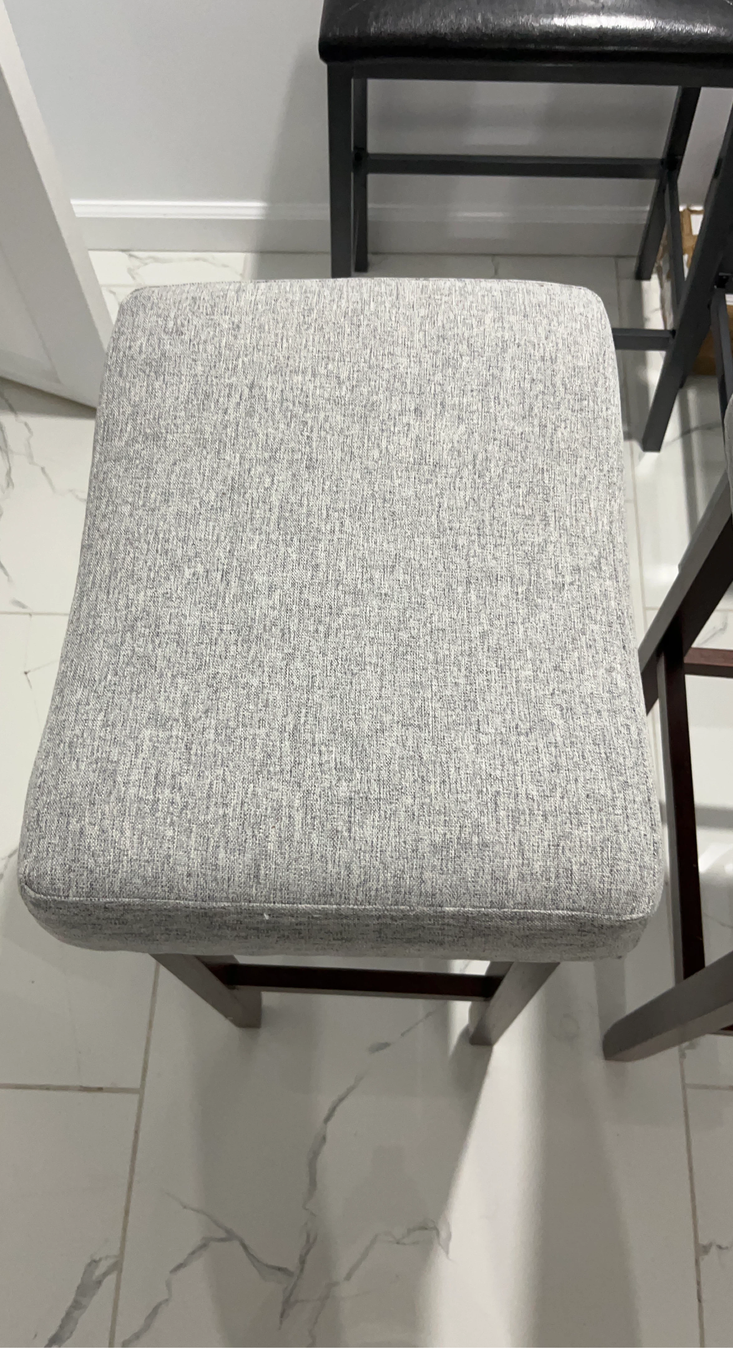 Set of 2 Upholstered Bar Stools - Gray Fabric