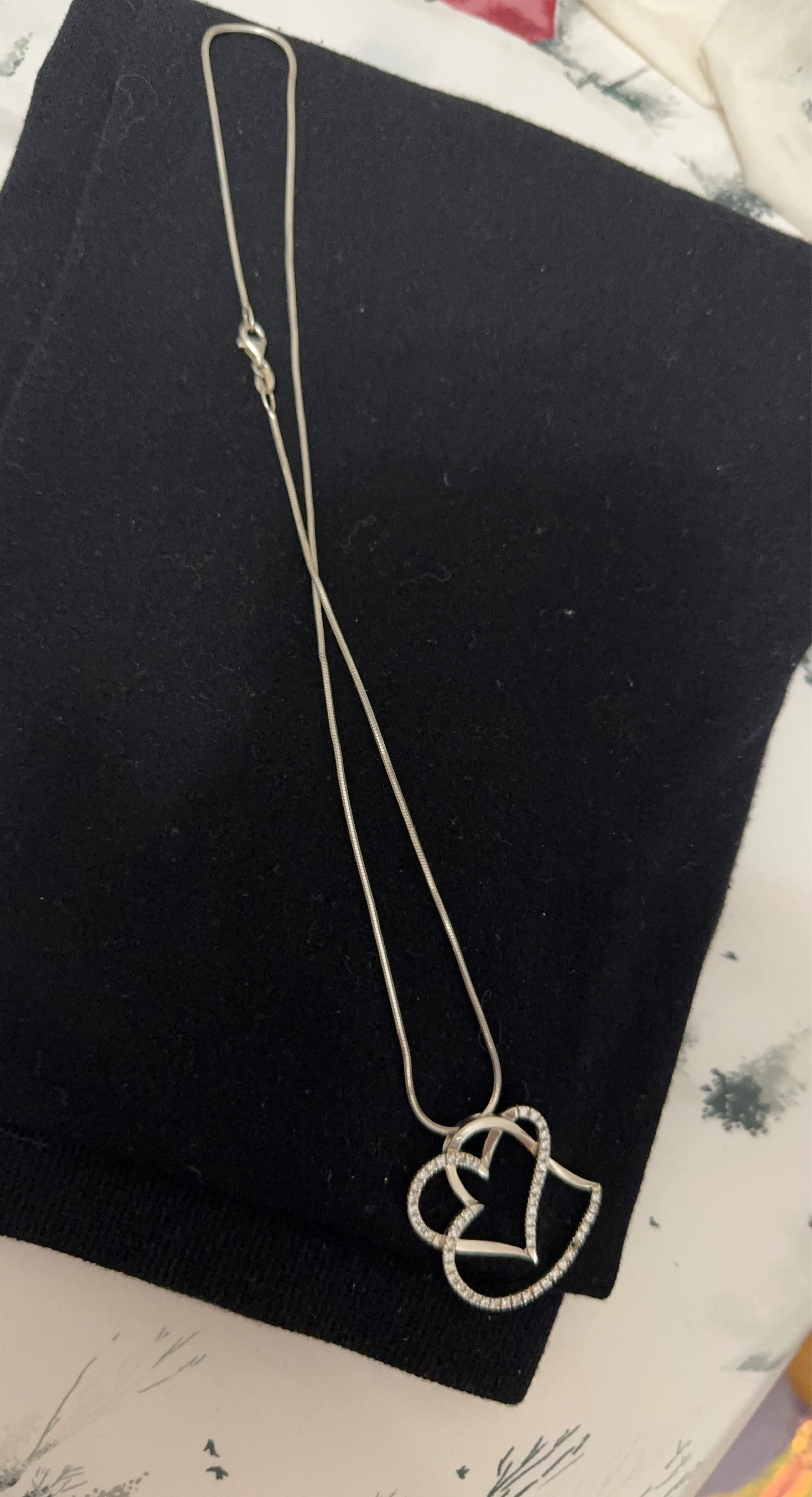 Sterling Silver Double Heart Pendant Necklace