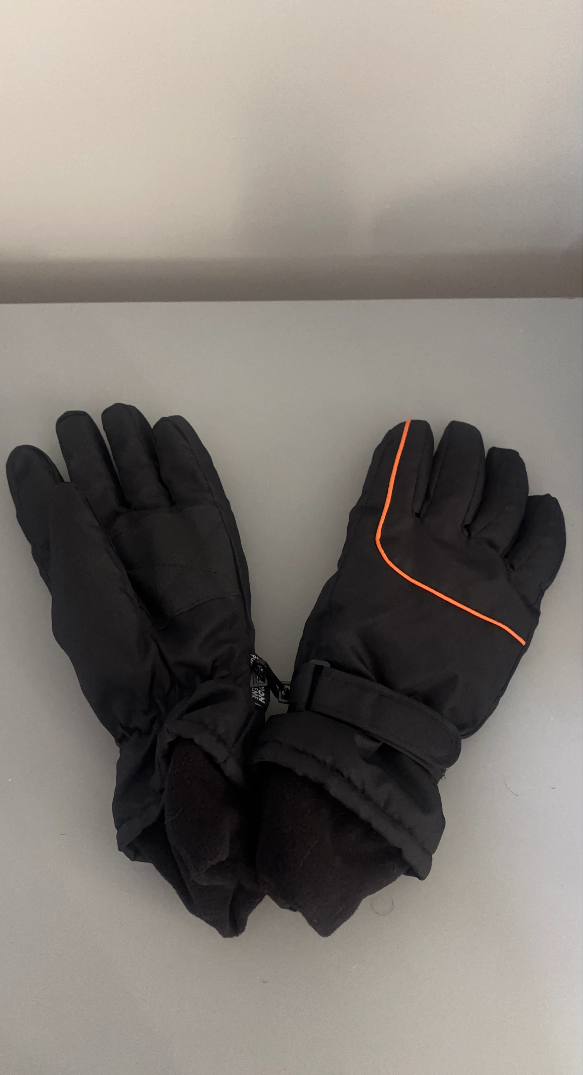 New Black Winter Gloves with Orange Trim