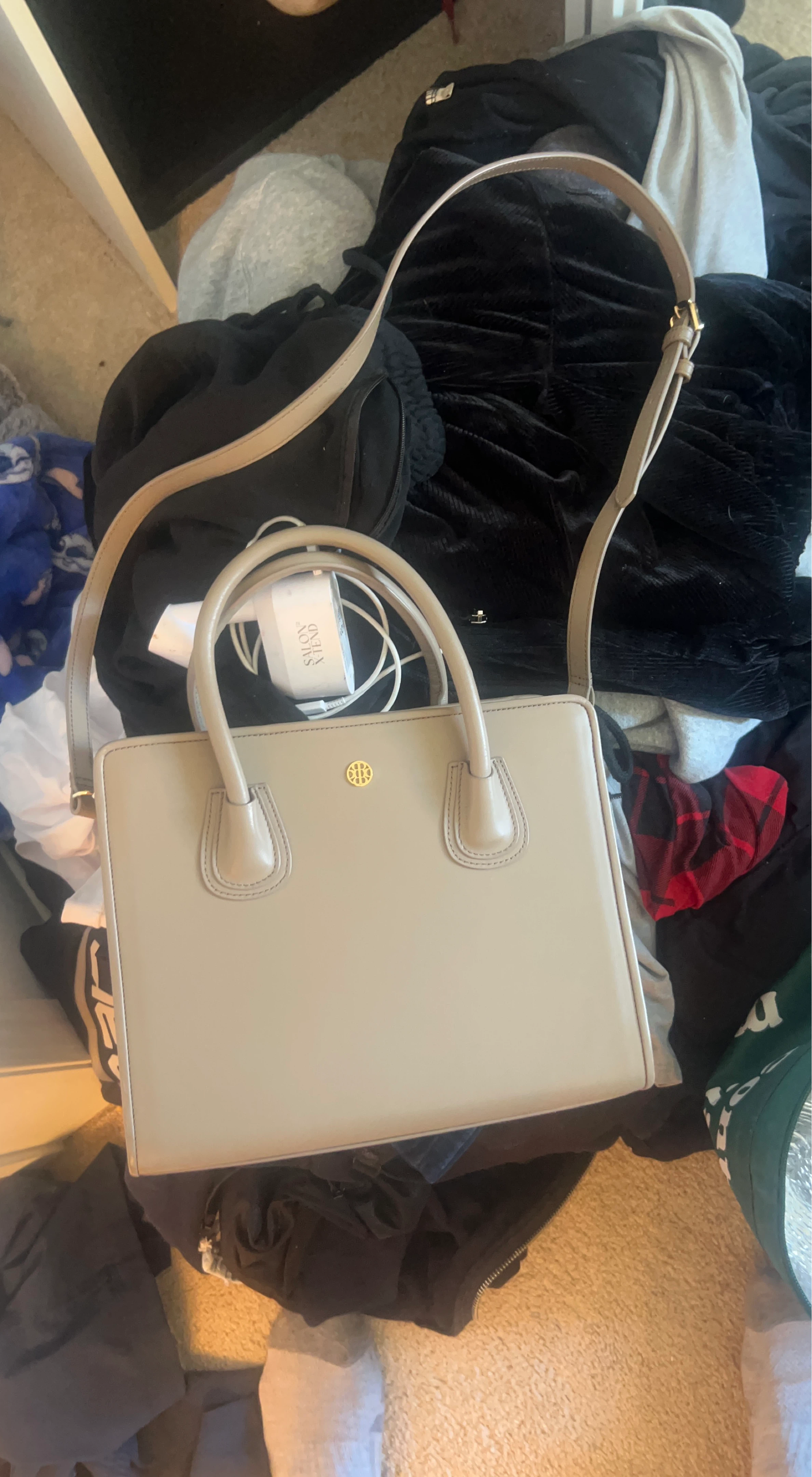 Beige Top Handle Handbag