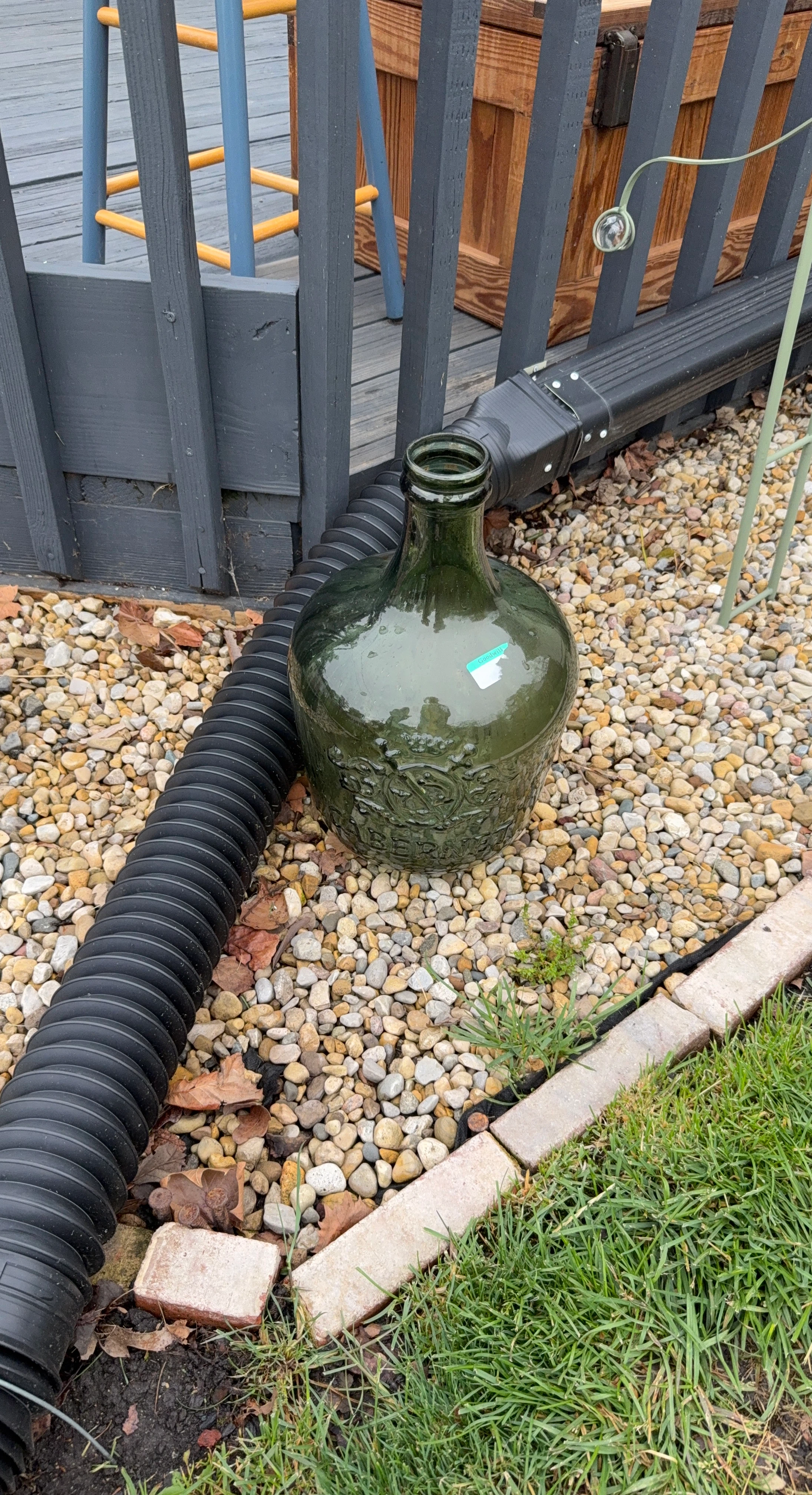Vintage Green Glass Demijohn Bottle