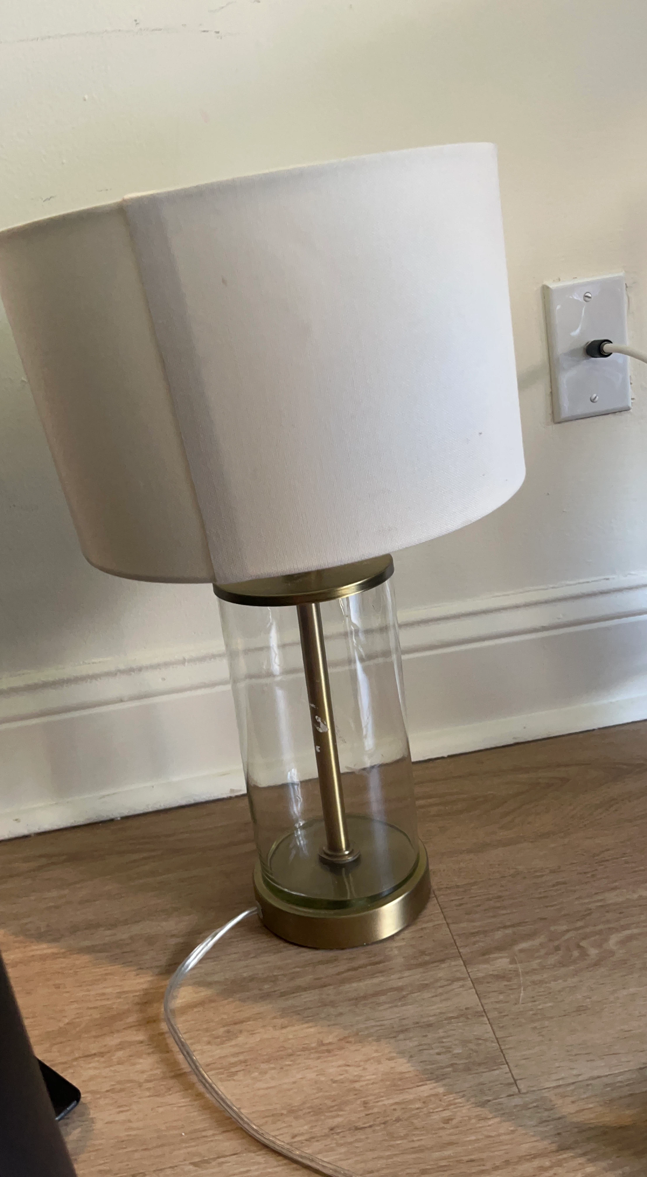Brass and Glass Cylinder Table Lamp
