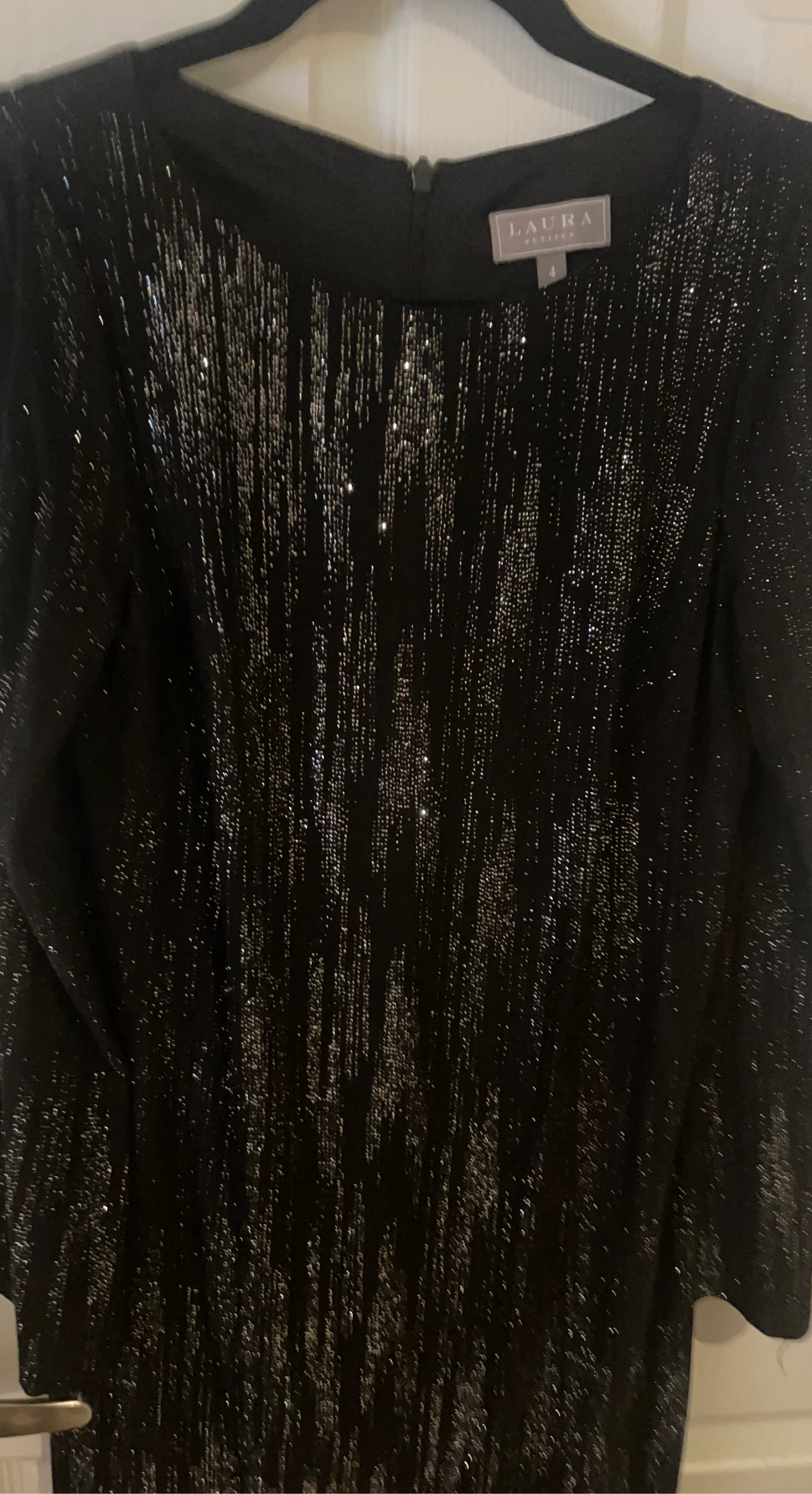 Laura Petite Black Sparkle Dress Size 4