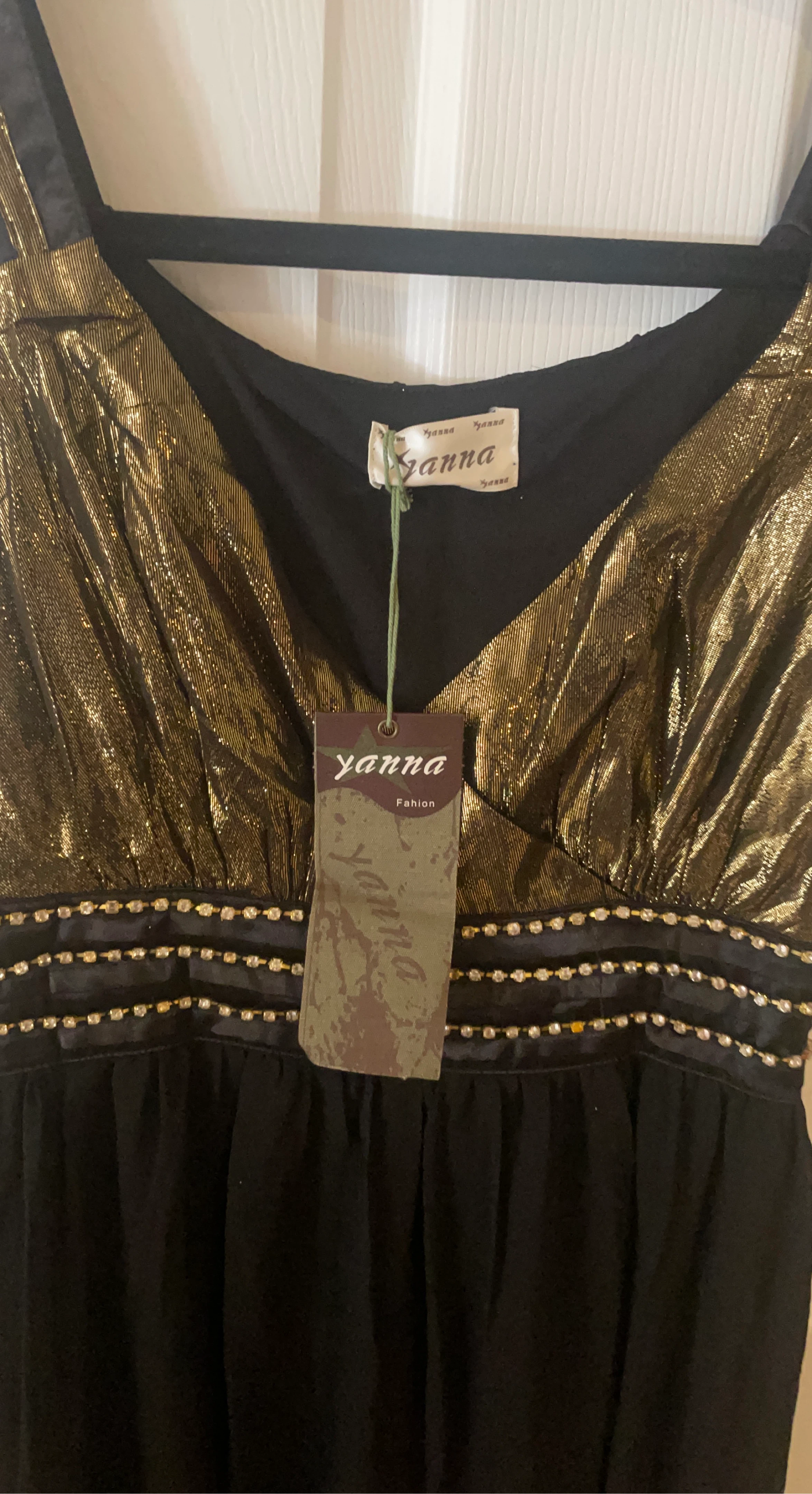 Yanna Black and Gold Embellished Dress