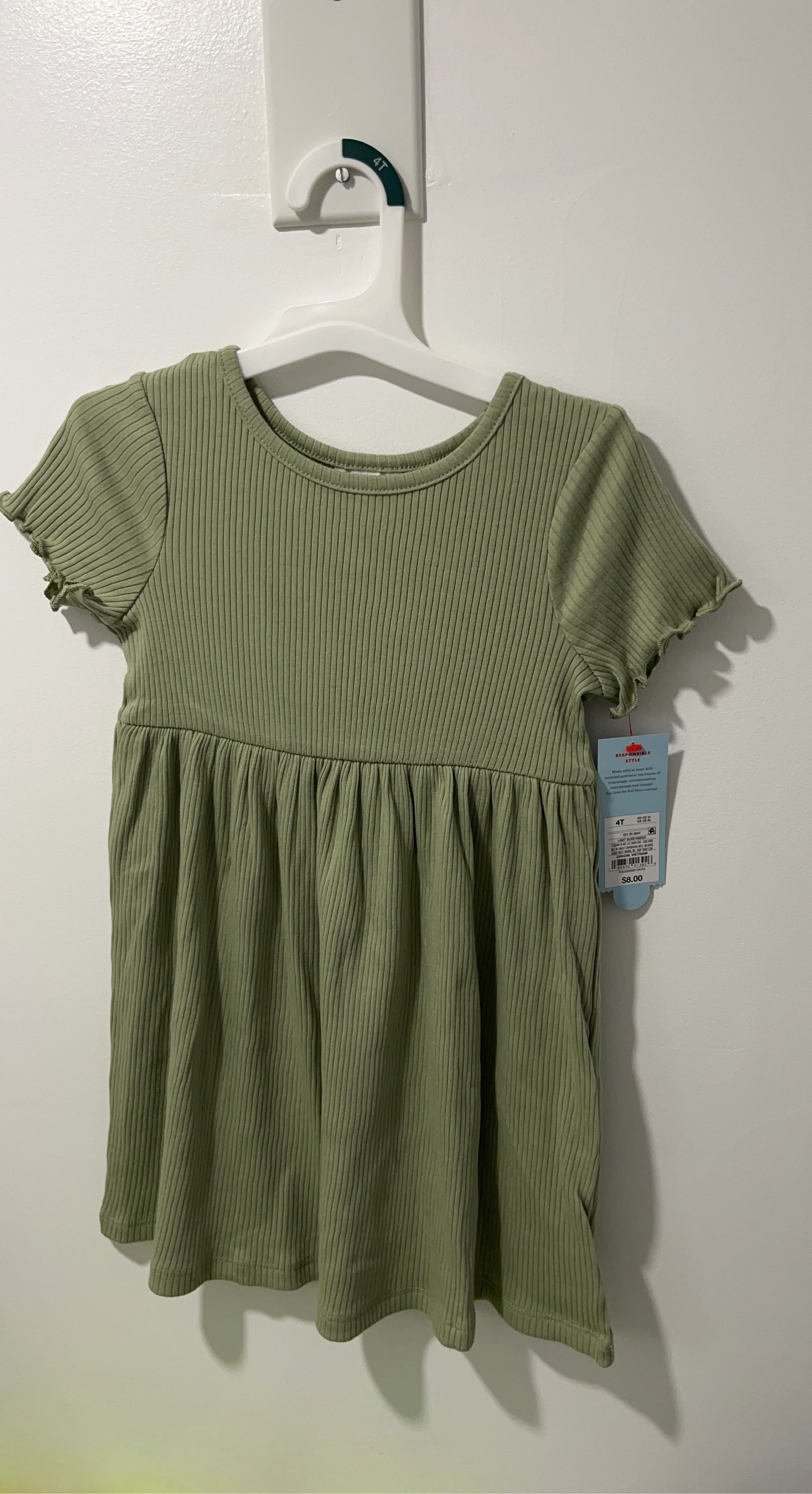 Cat & Jack Green Ribbed Dress