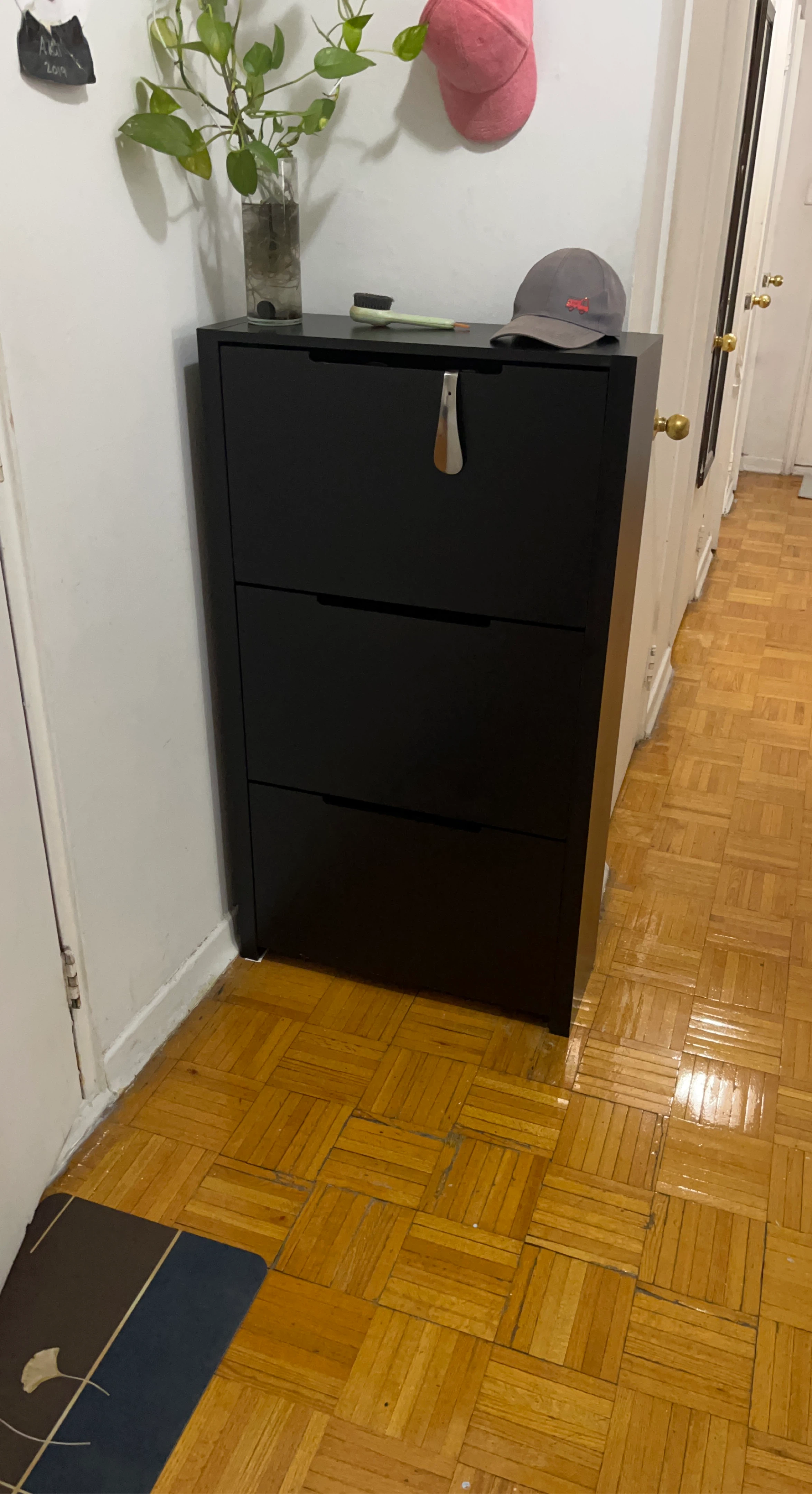 Black 3-Door Shoe Cabinet