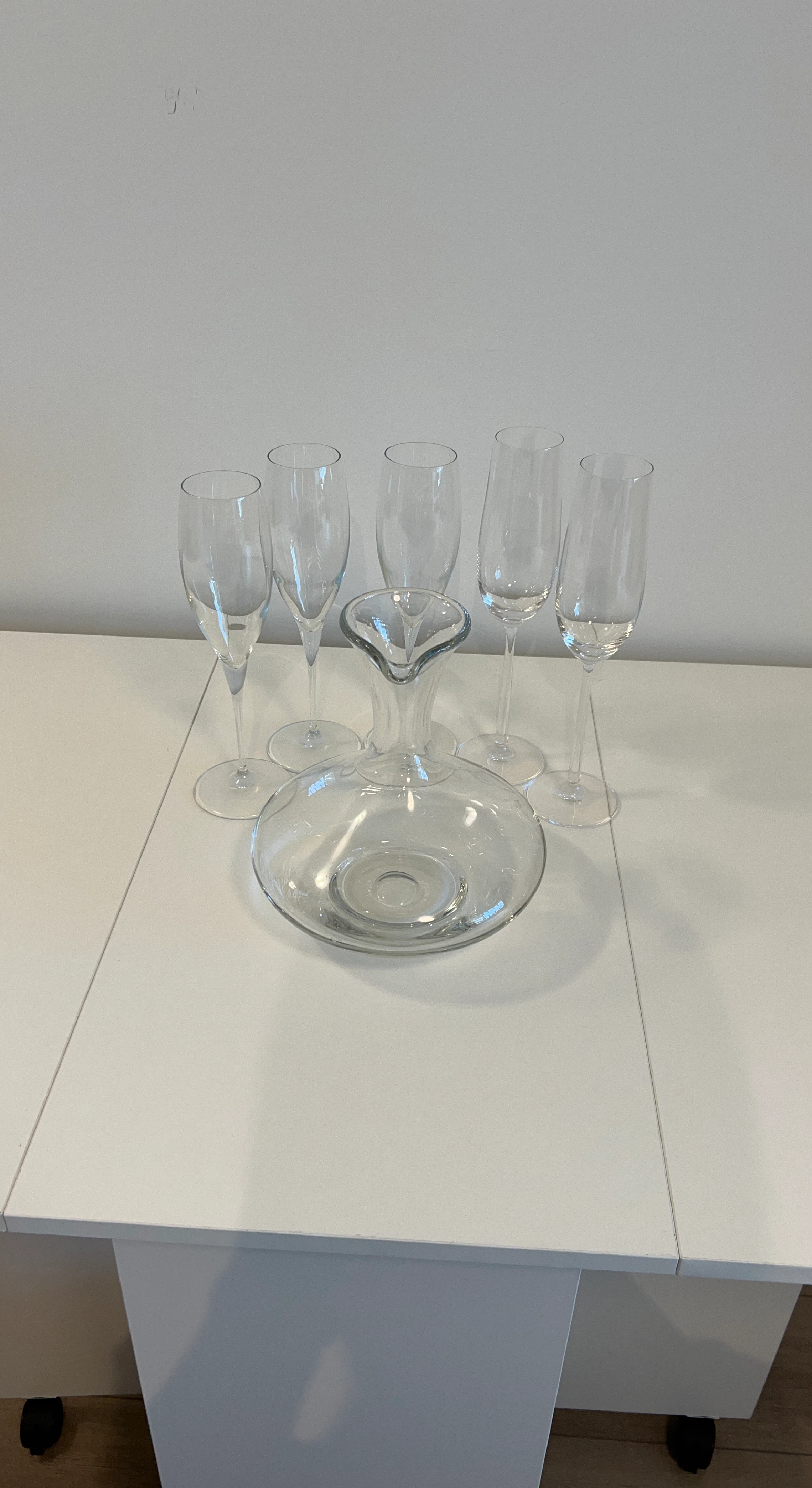 Glass Decanter and Champagne Flutes Set