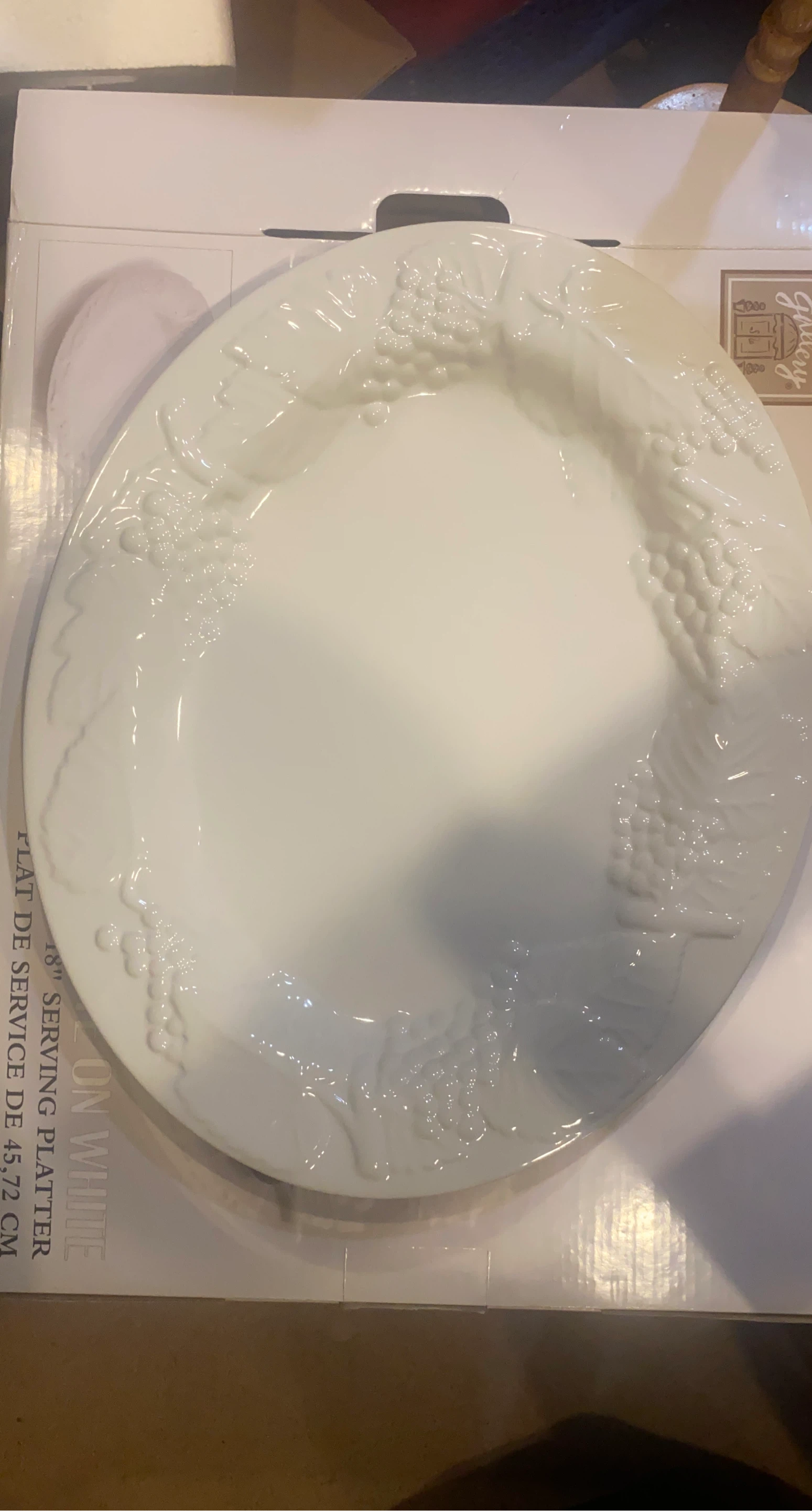 Godinger White on White Serving Platter 18"