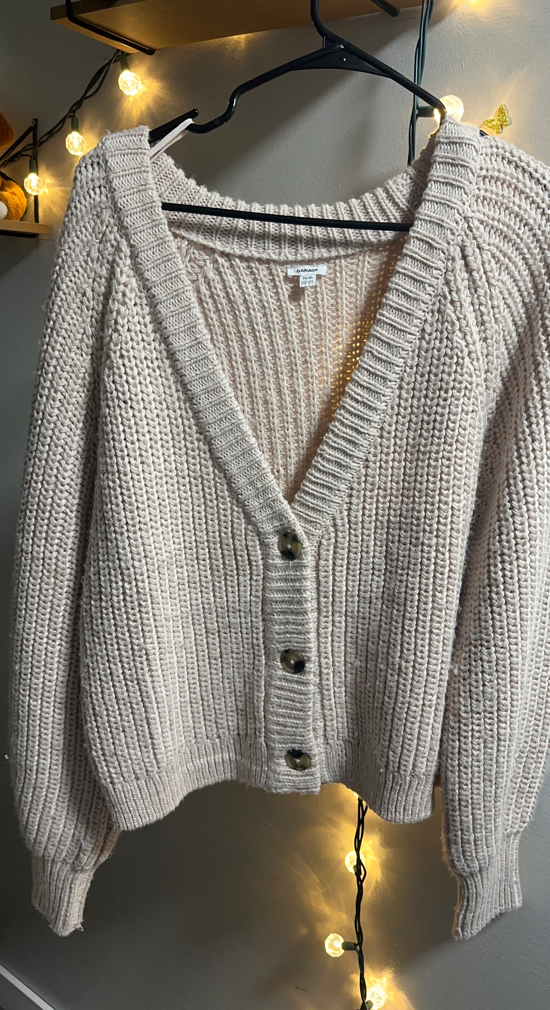 Garage Beige Chunky Knit Cardigan