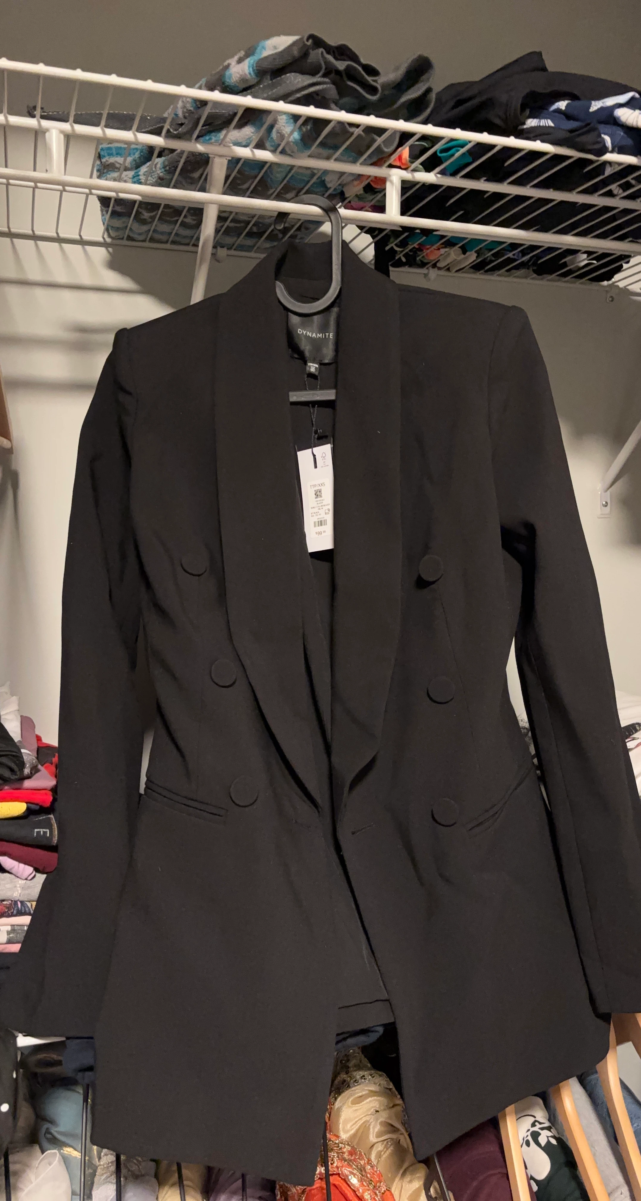 Dynamite Black Double-Breasted Blazer - XXS