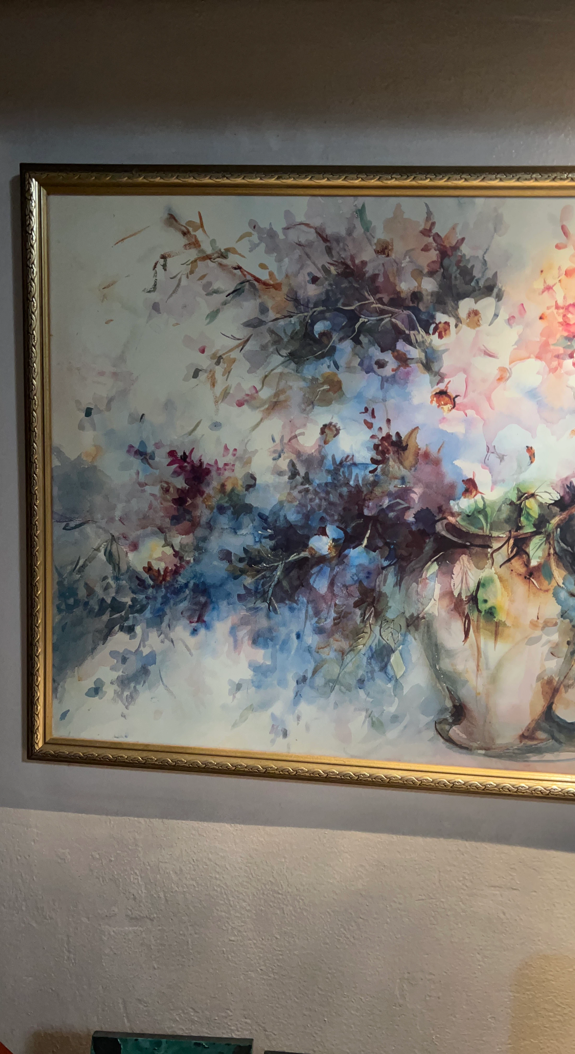 Framed Floral Watercolor Painting