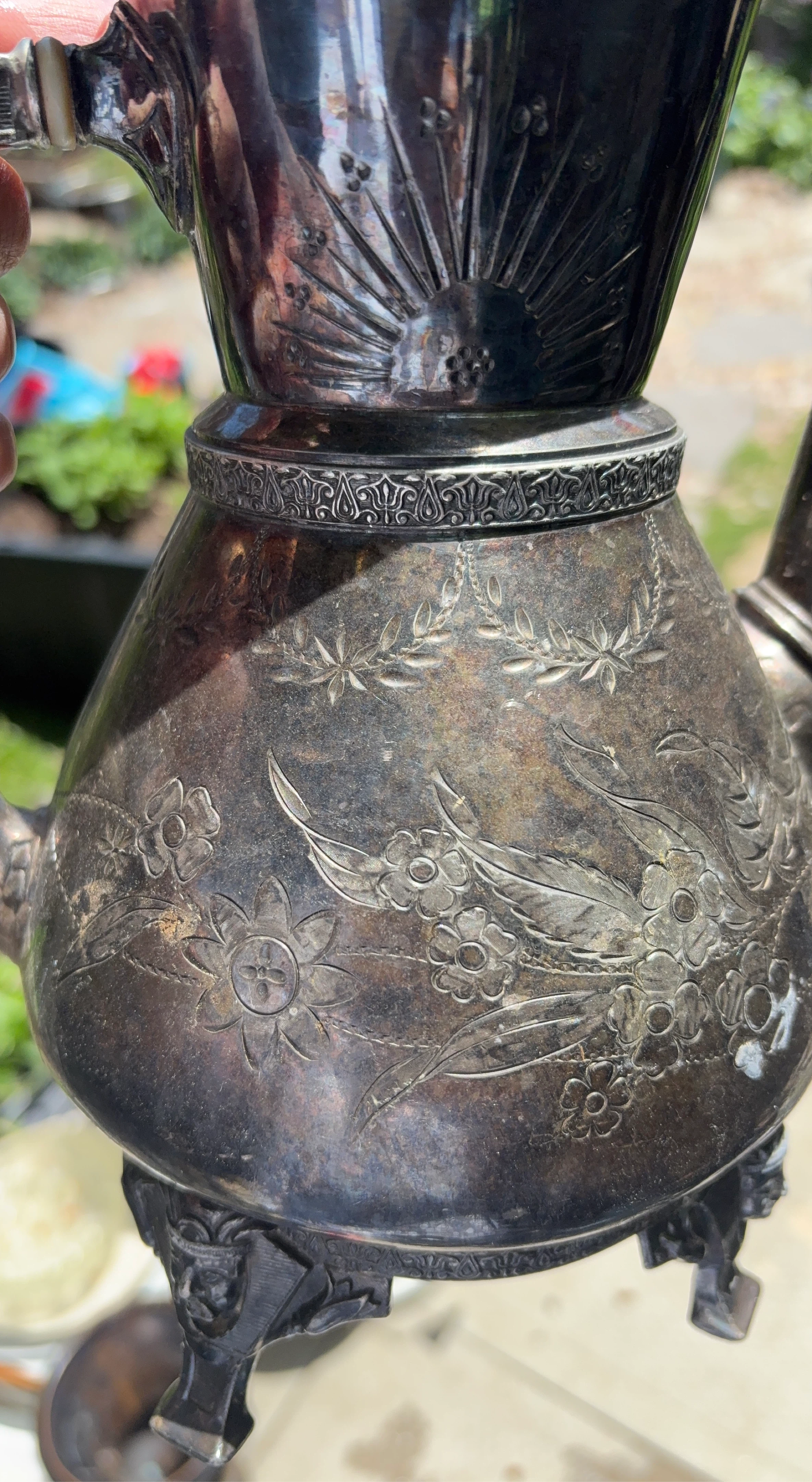Vintage Etched Silver-Plated Teapot
