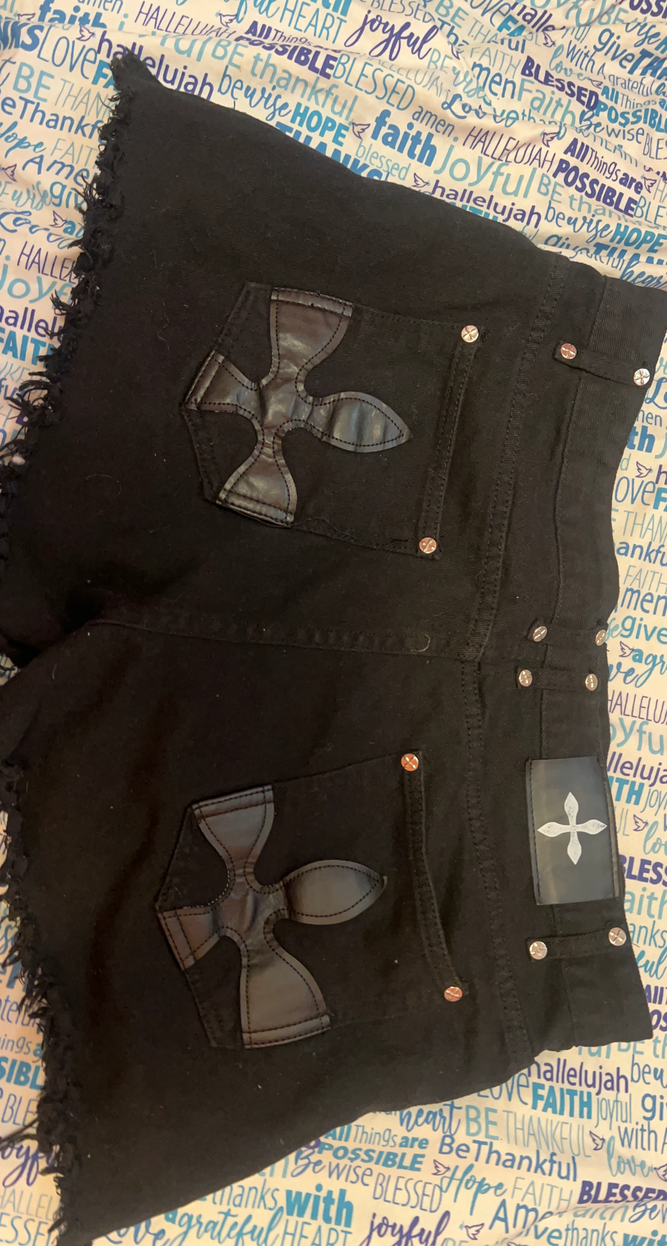 Cute black shorts with crosses