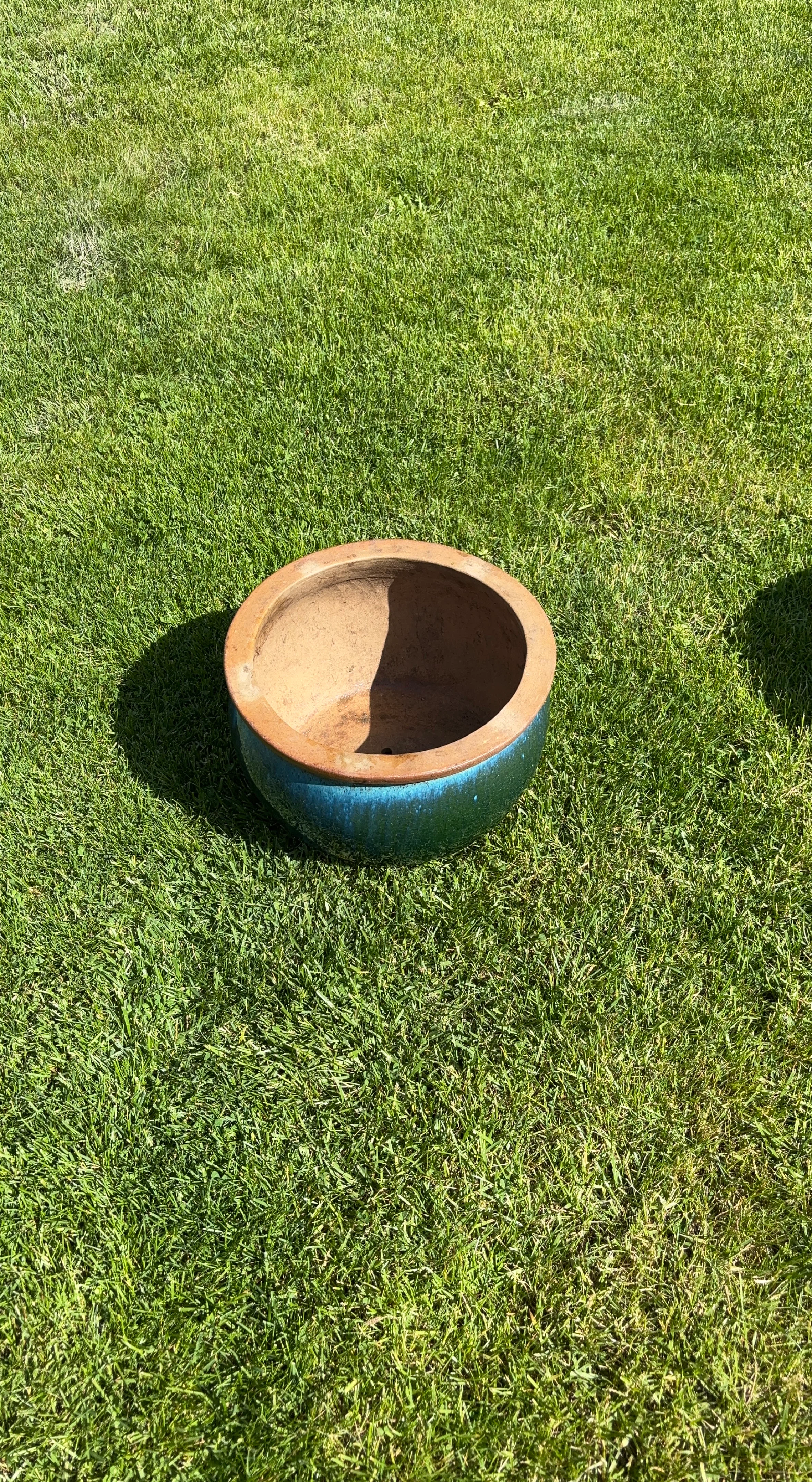 Blue Glazed Ceramic Planter Pot