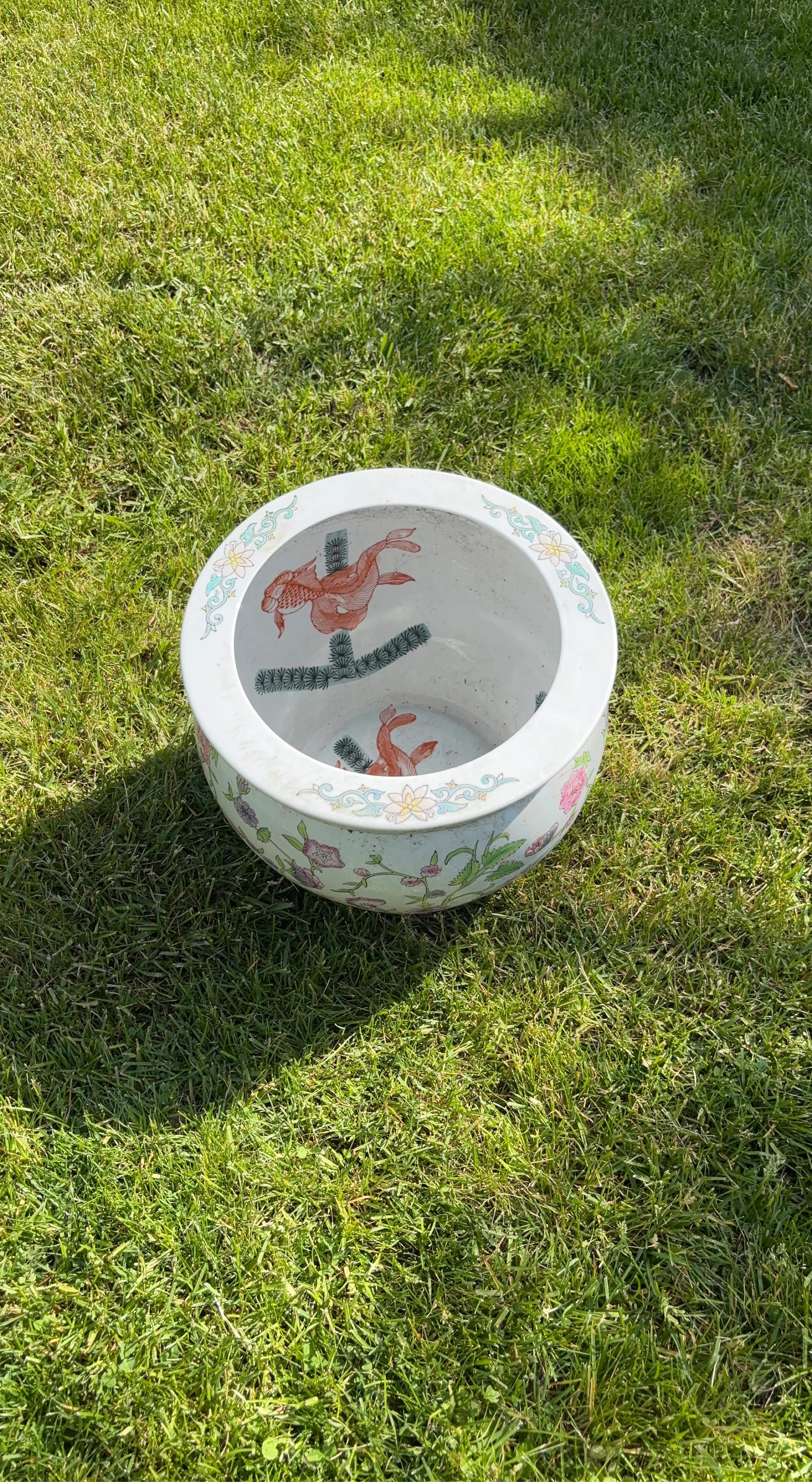 Decorative Ceramic Pot with Koi Fish Design