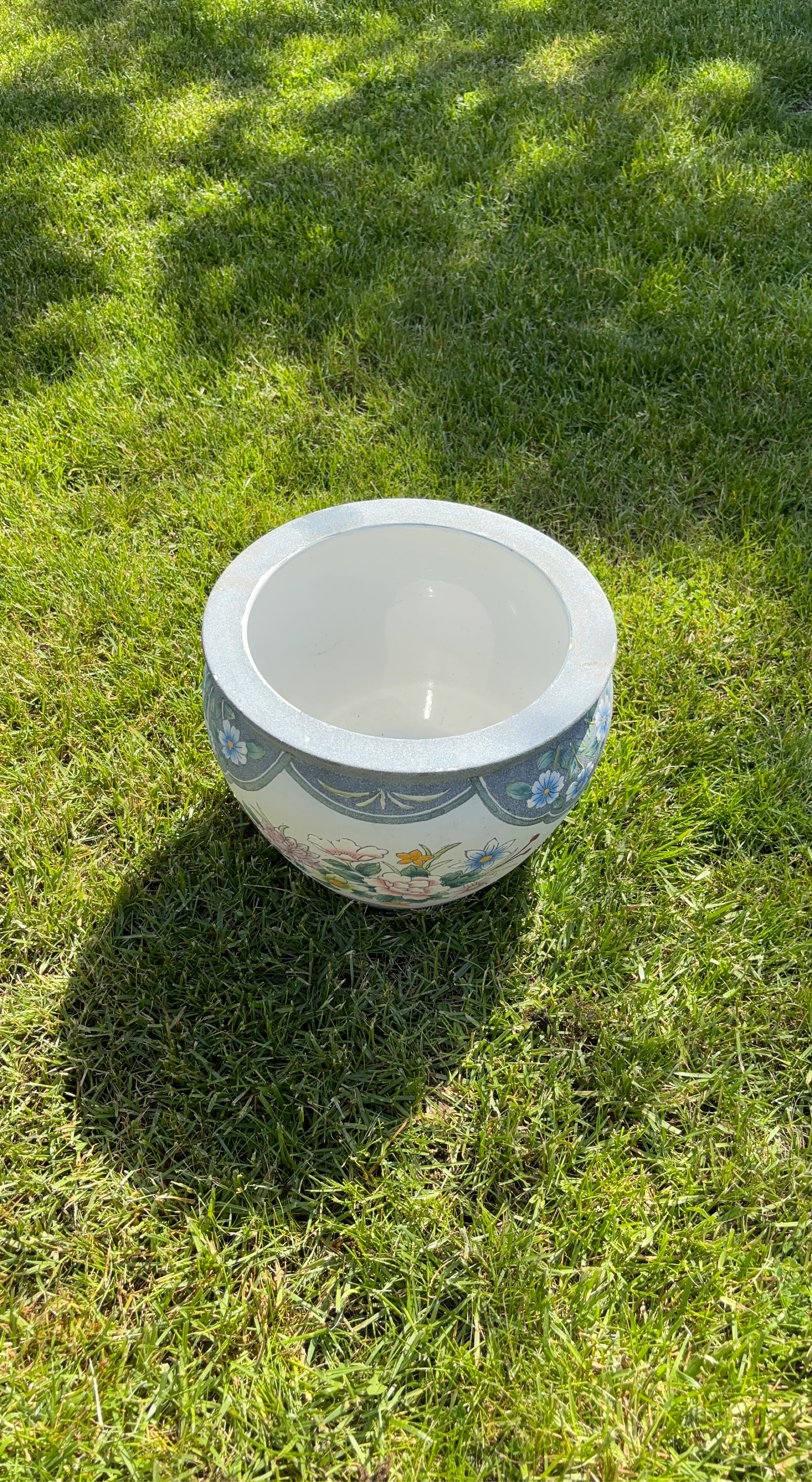 Decorative Planter Bowl with Floral Design