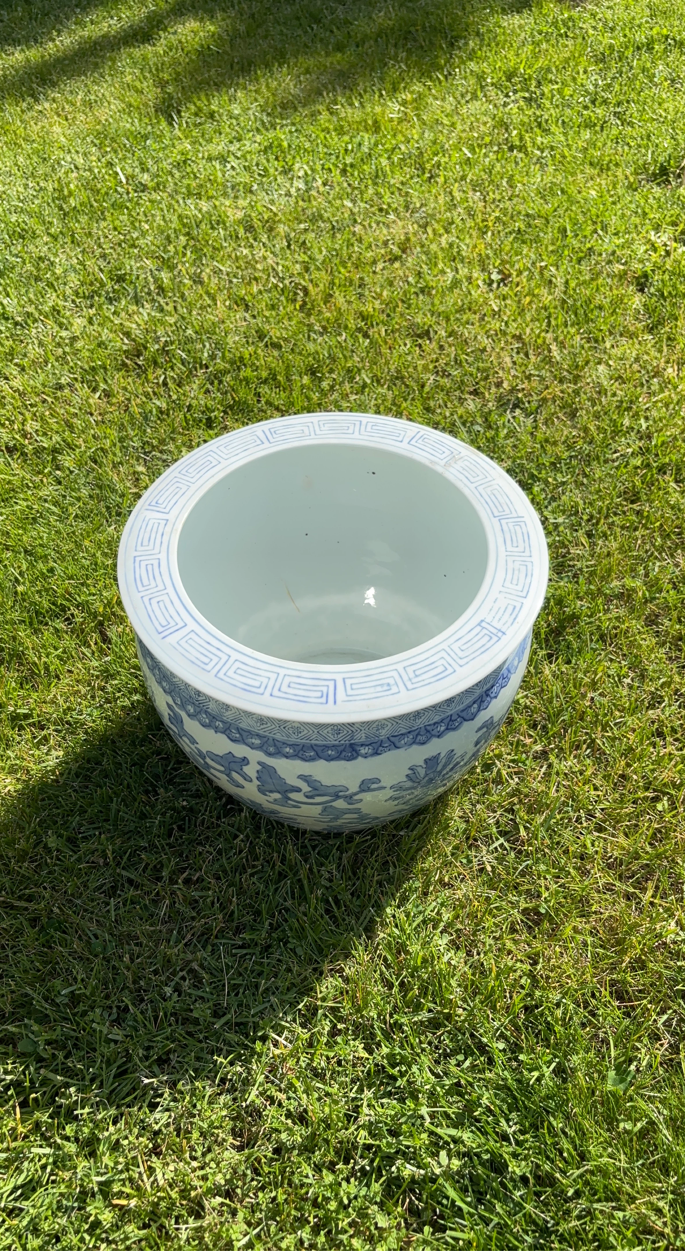 Blue and White Ceramic Pot Planter