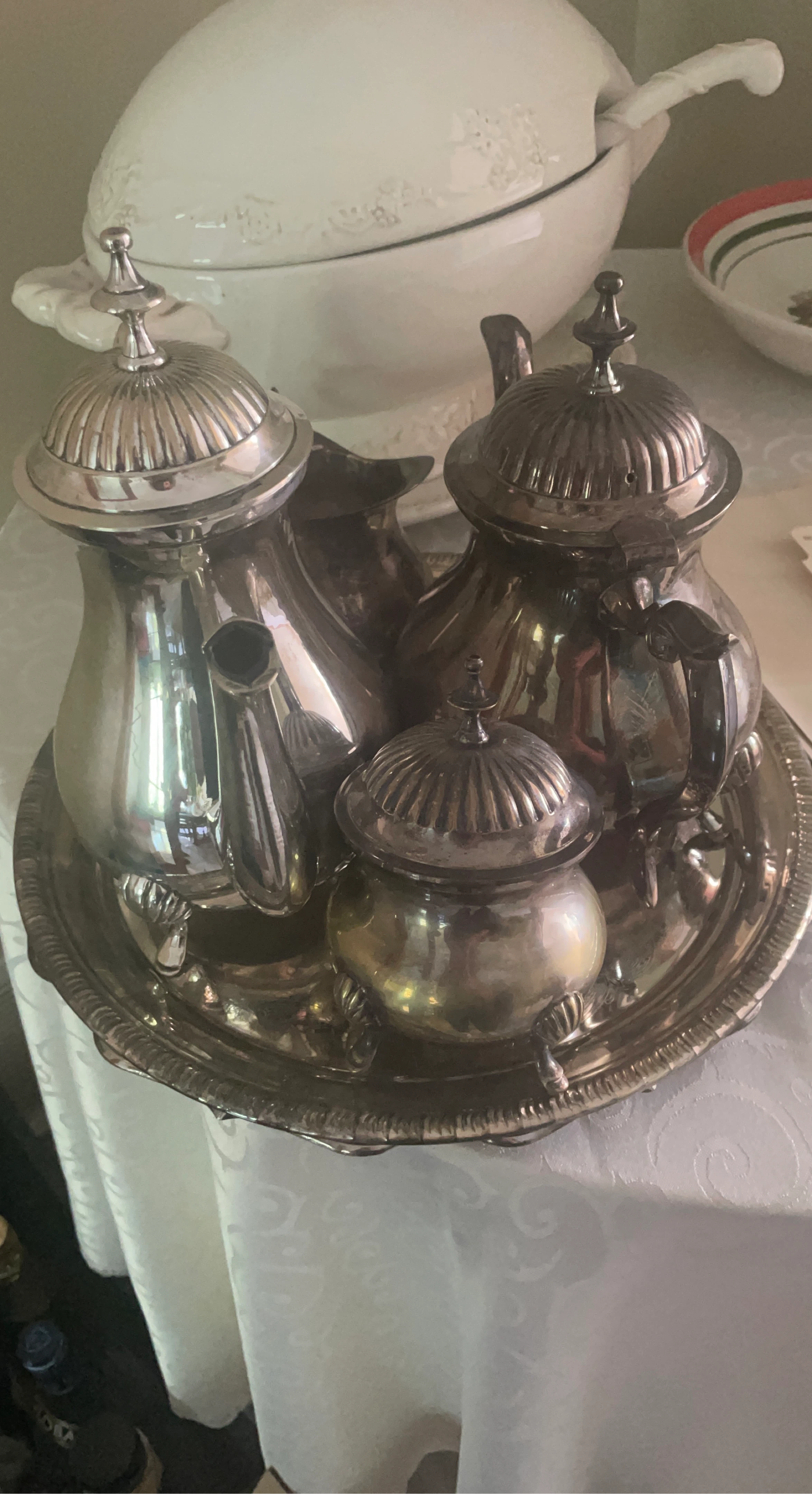 Silver Plated Tea Set with Tray