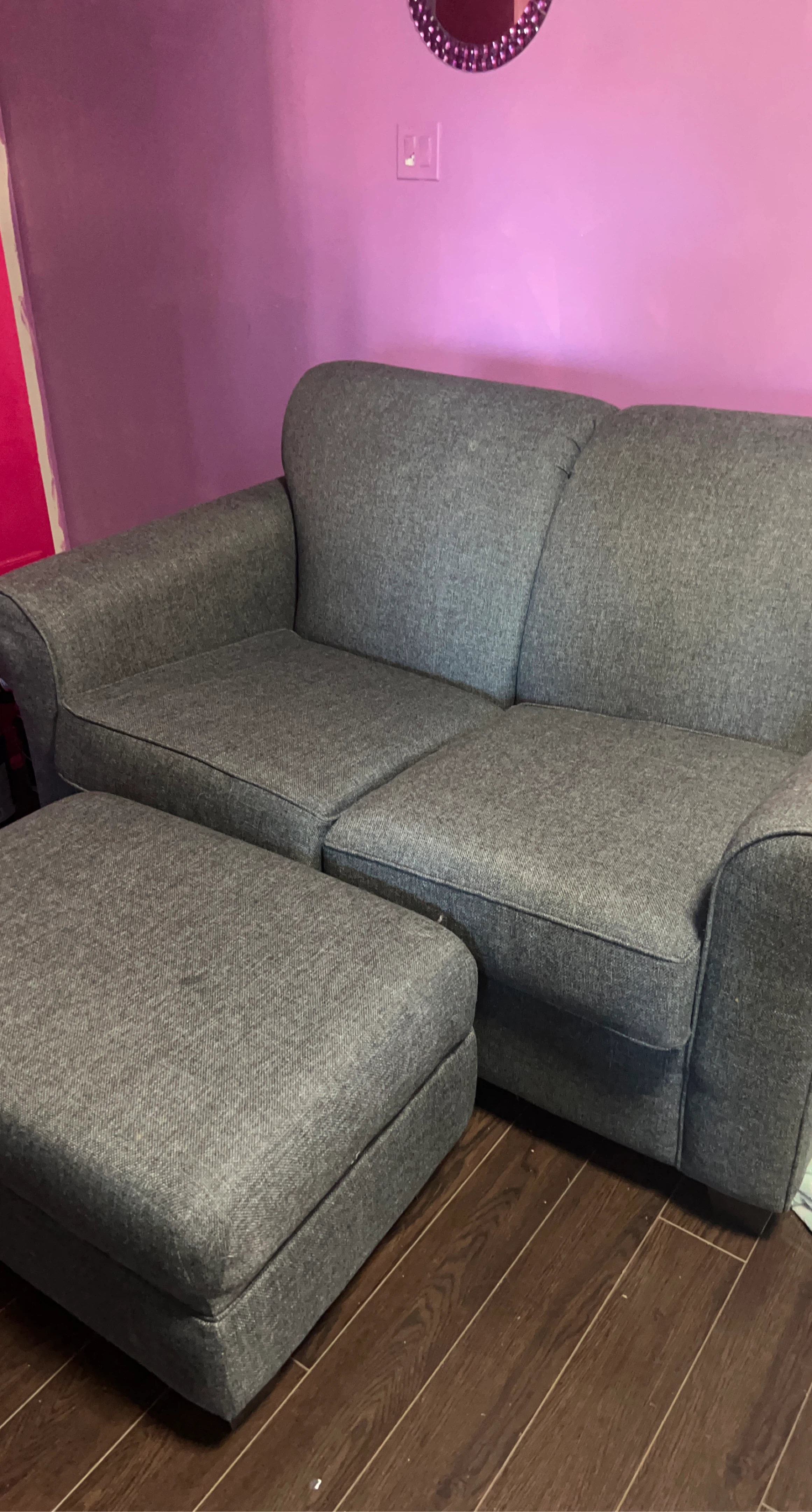 Grey Sofa with Ottoman