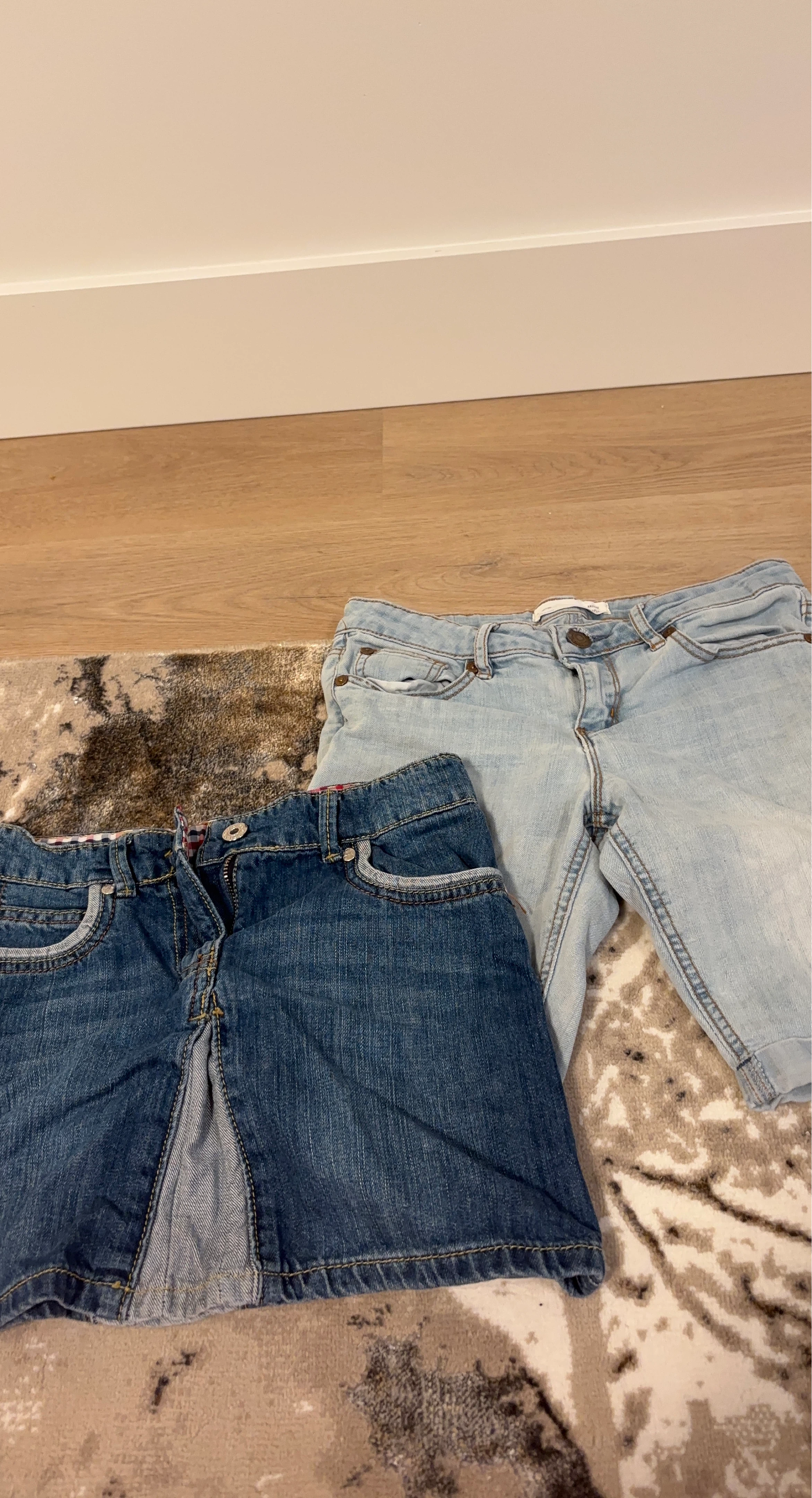 Two pairs of denim shorts