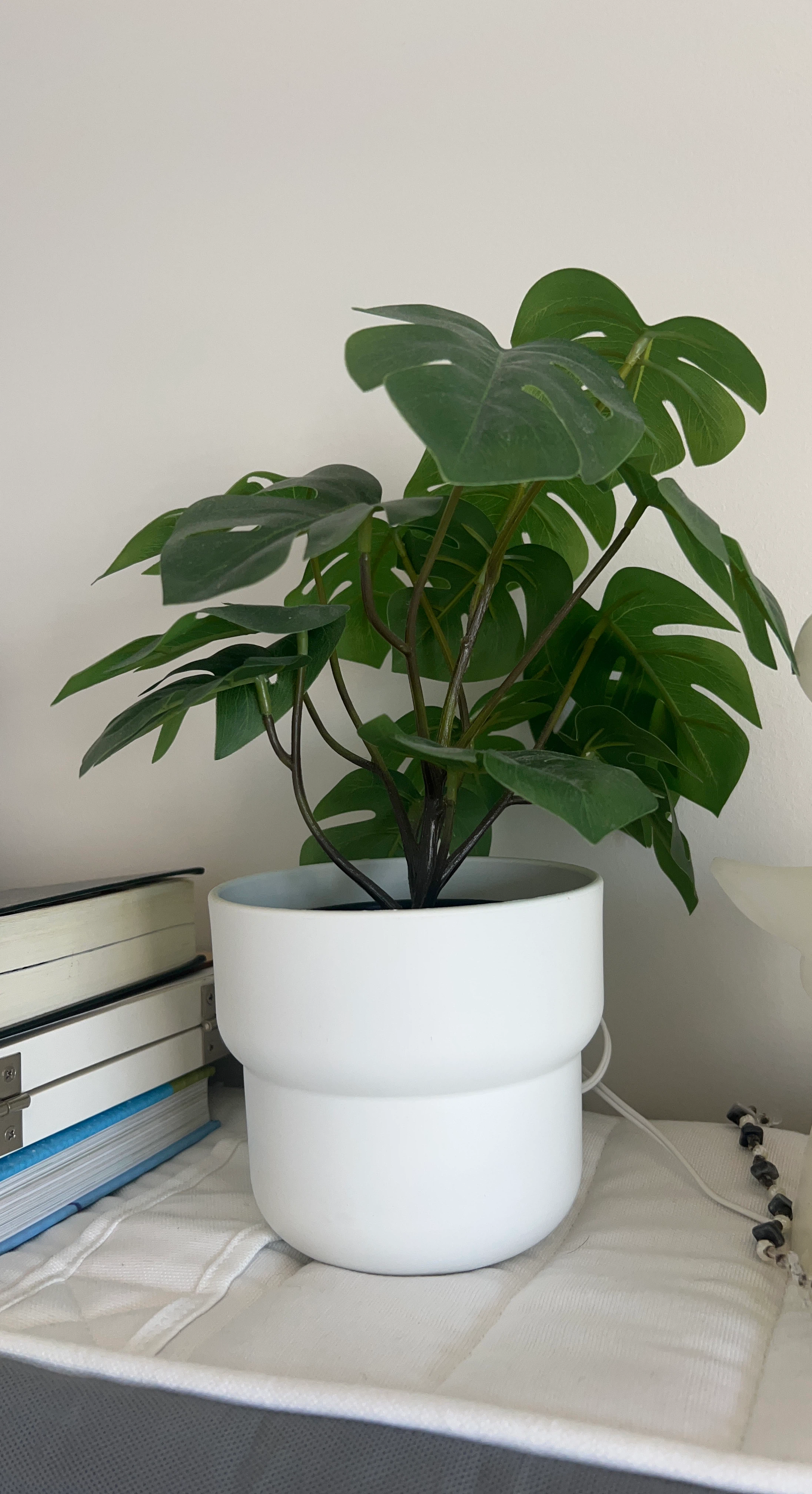 Artificial Monstera Plant in White Pot