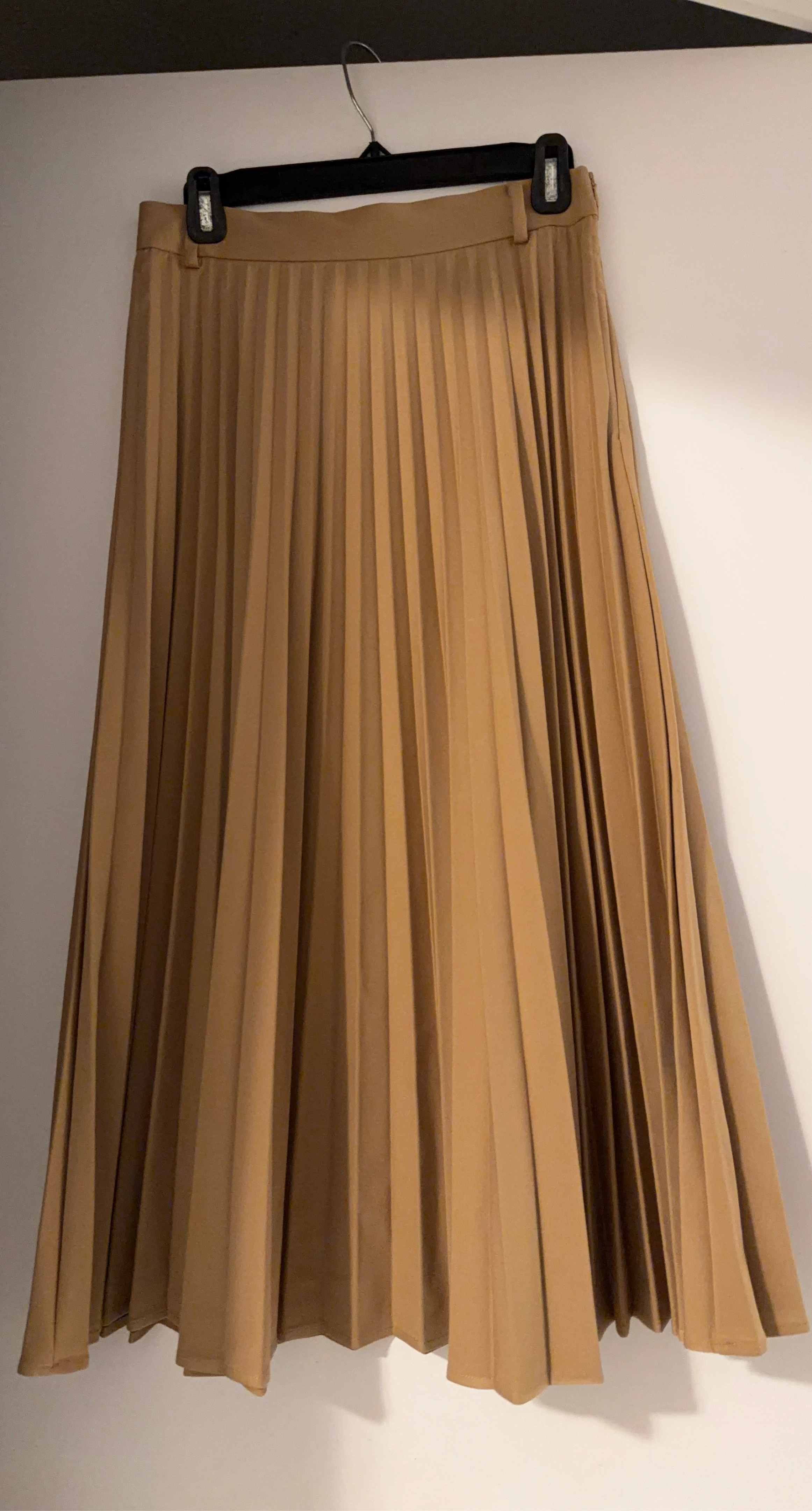 Zara Pleated Midi Skirt - Tan - Size S