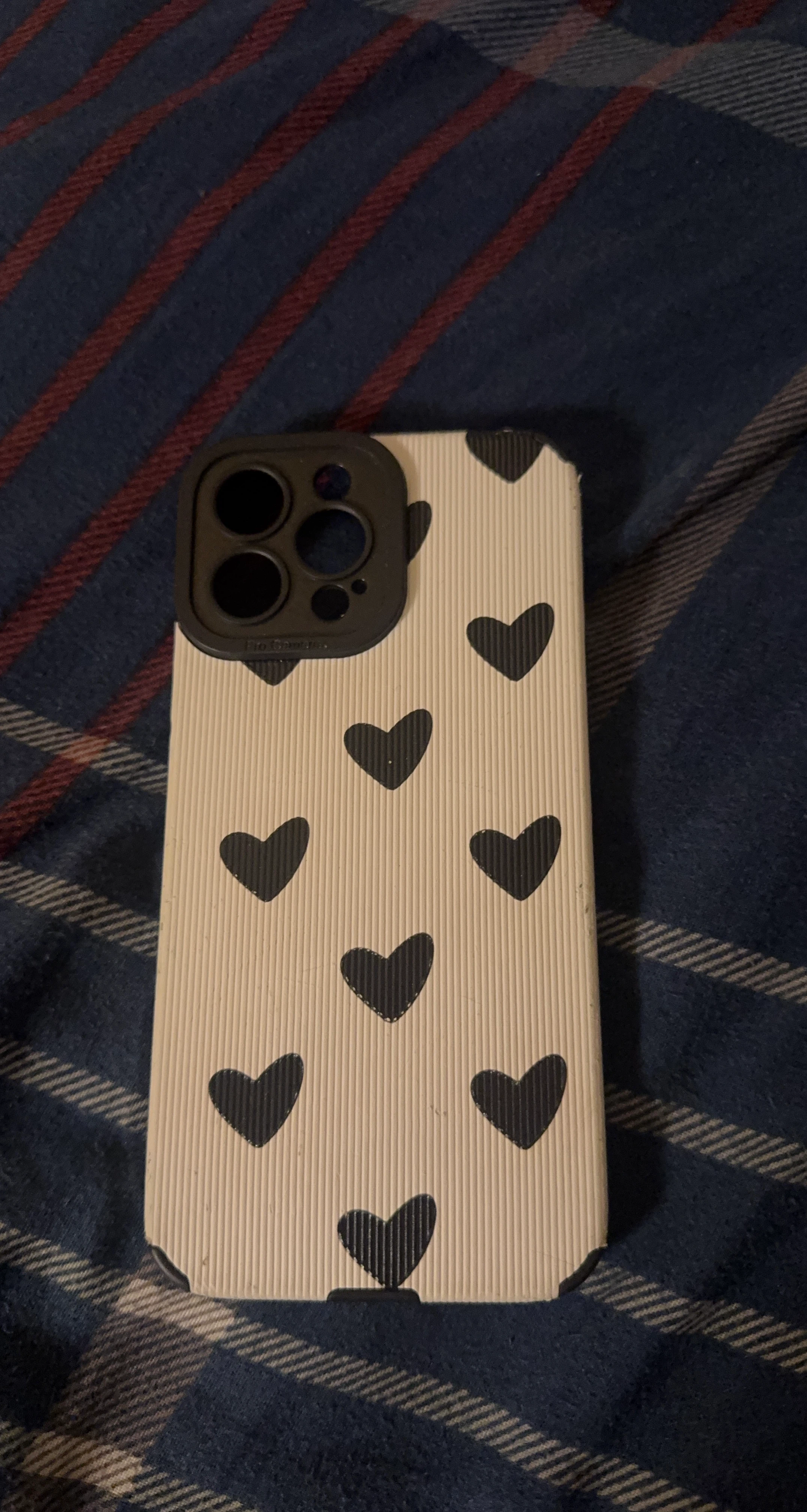 Phone Case with Black Hearts