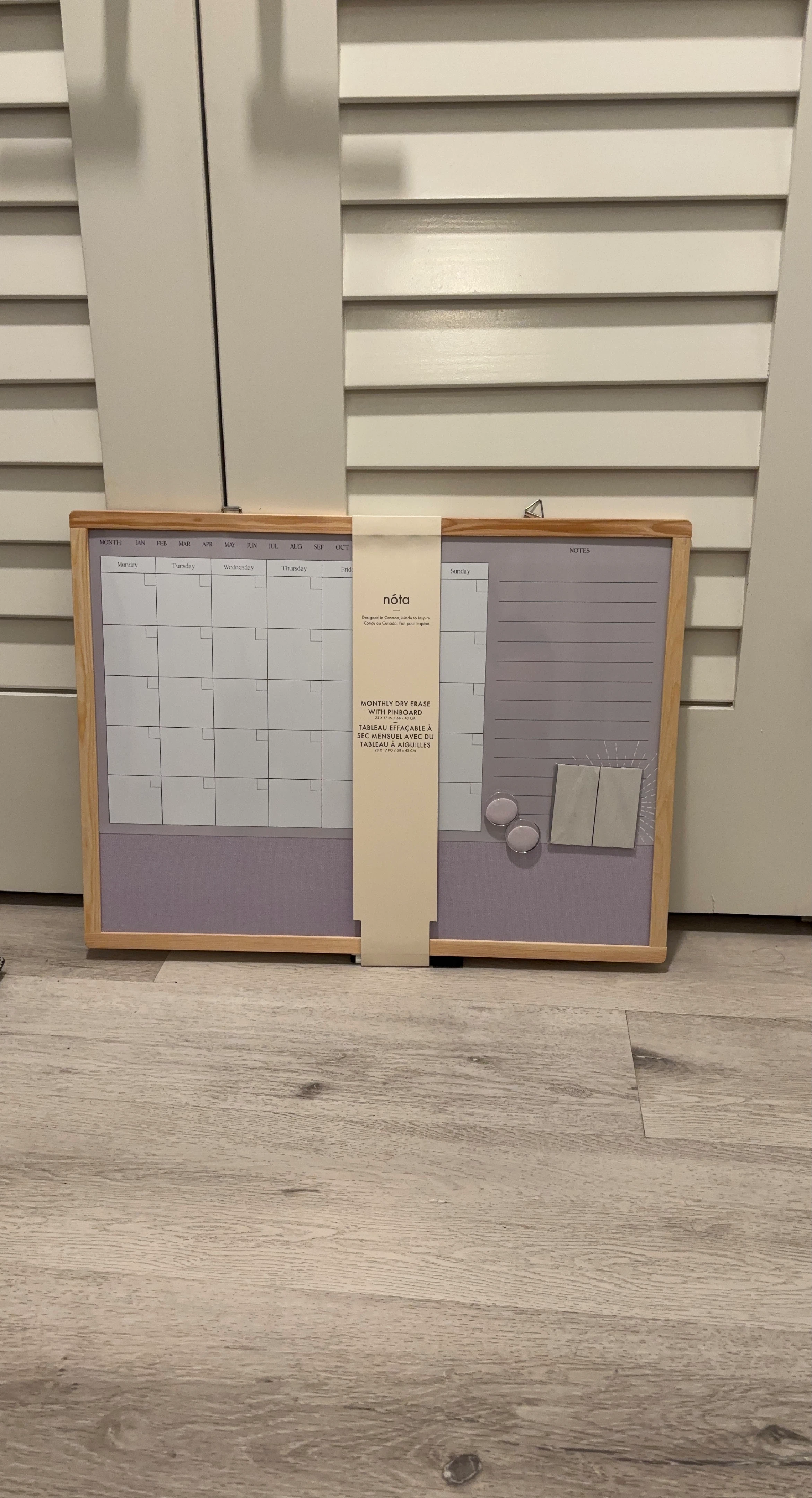 Nóta Monthly Dry Erase with Pinboard Calendar