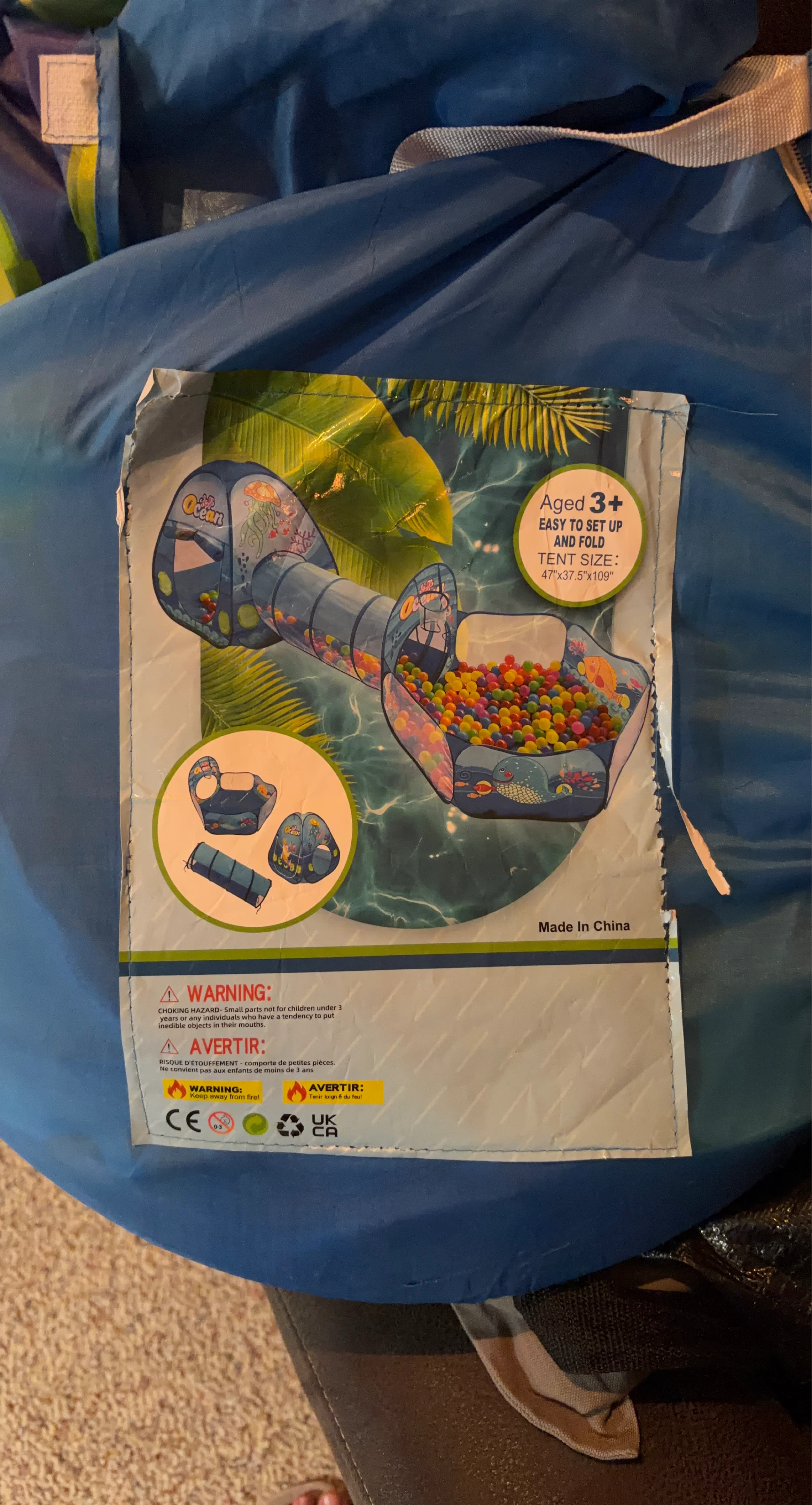 Ocean Theme Play Tent with Tunnel and Ball Pit - photo 3