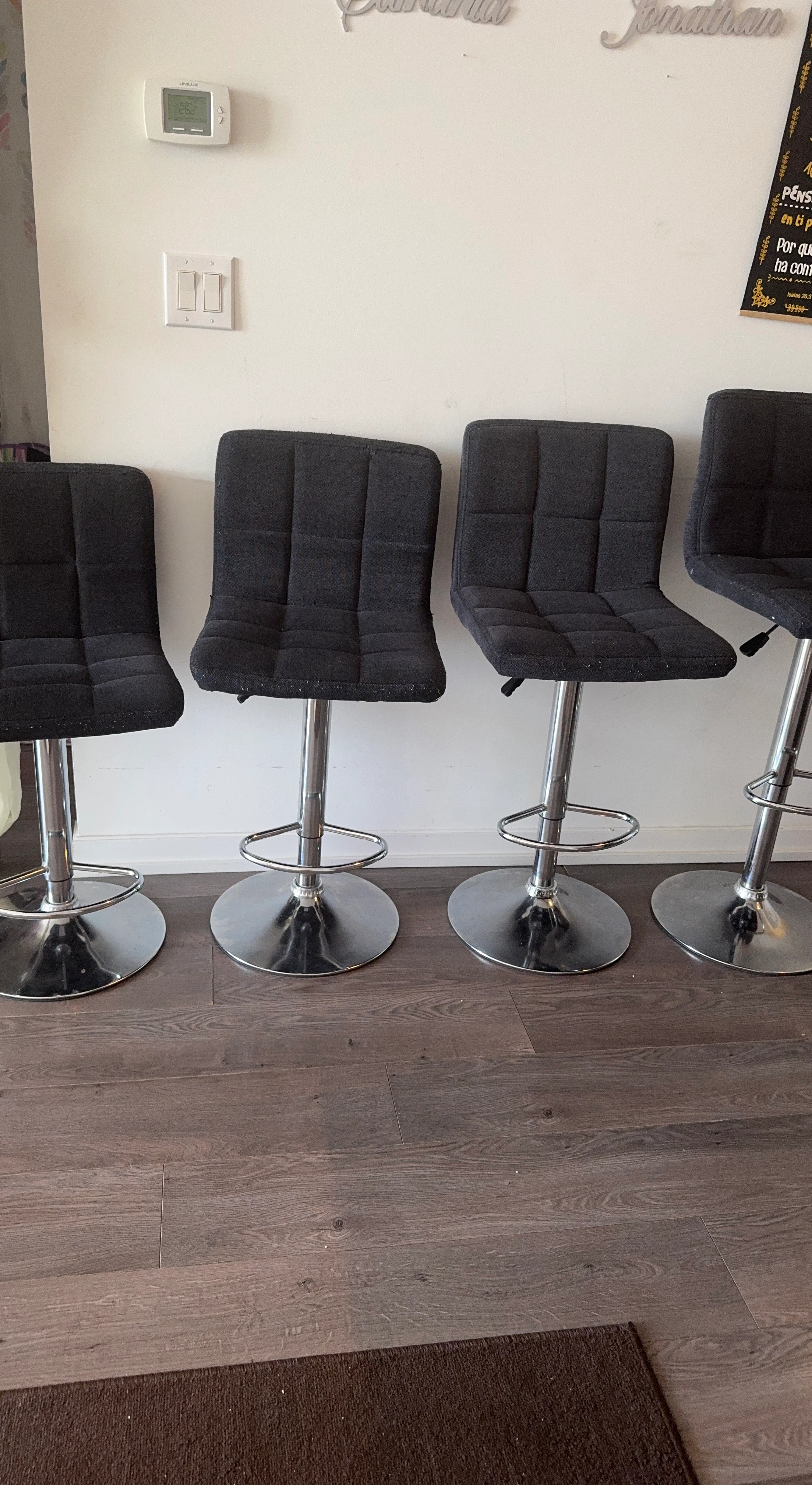 Set of 4 Dark Gray Bar Stools
