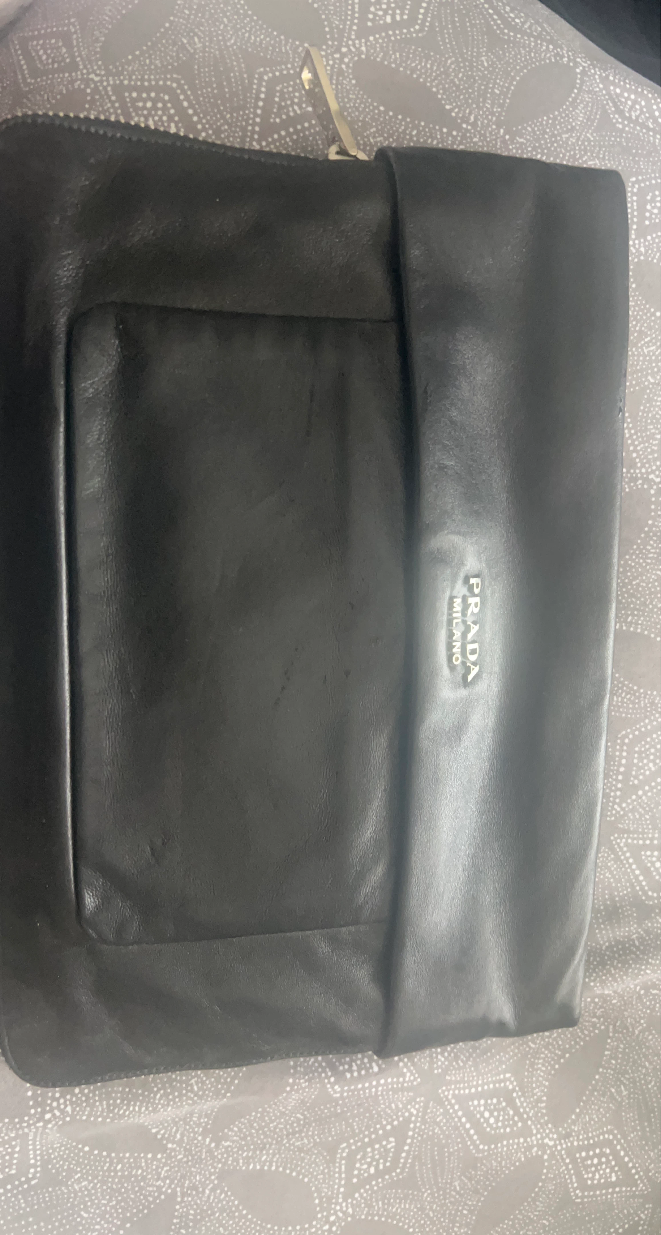 Prada Black Leather Clutch Bag