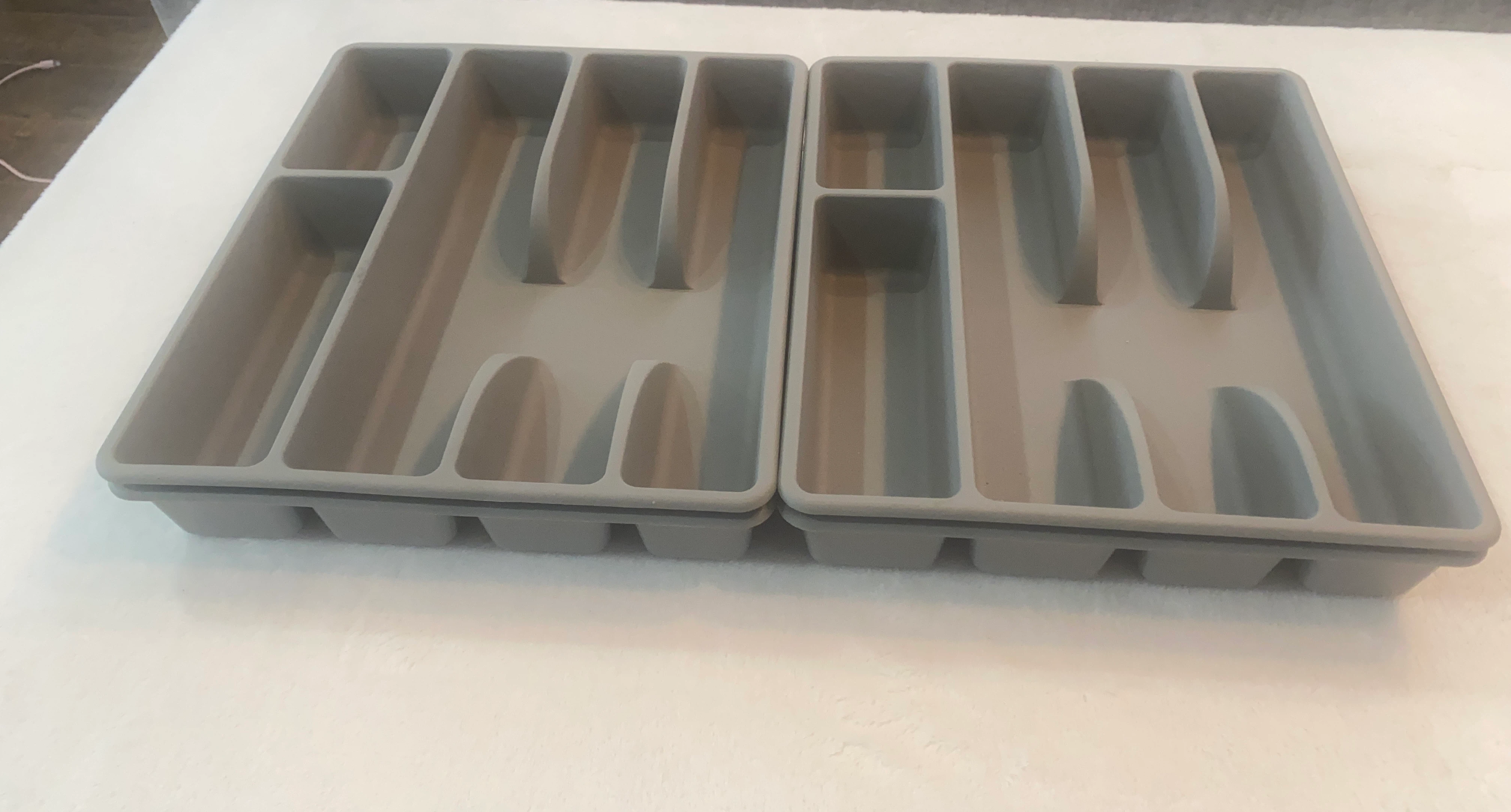 4 Grey Cutlery Drawer Organizer Tray