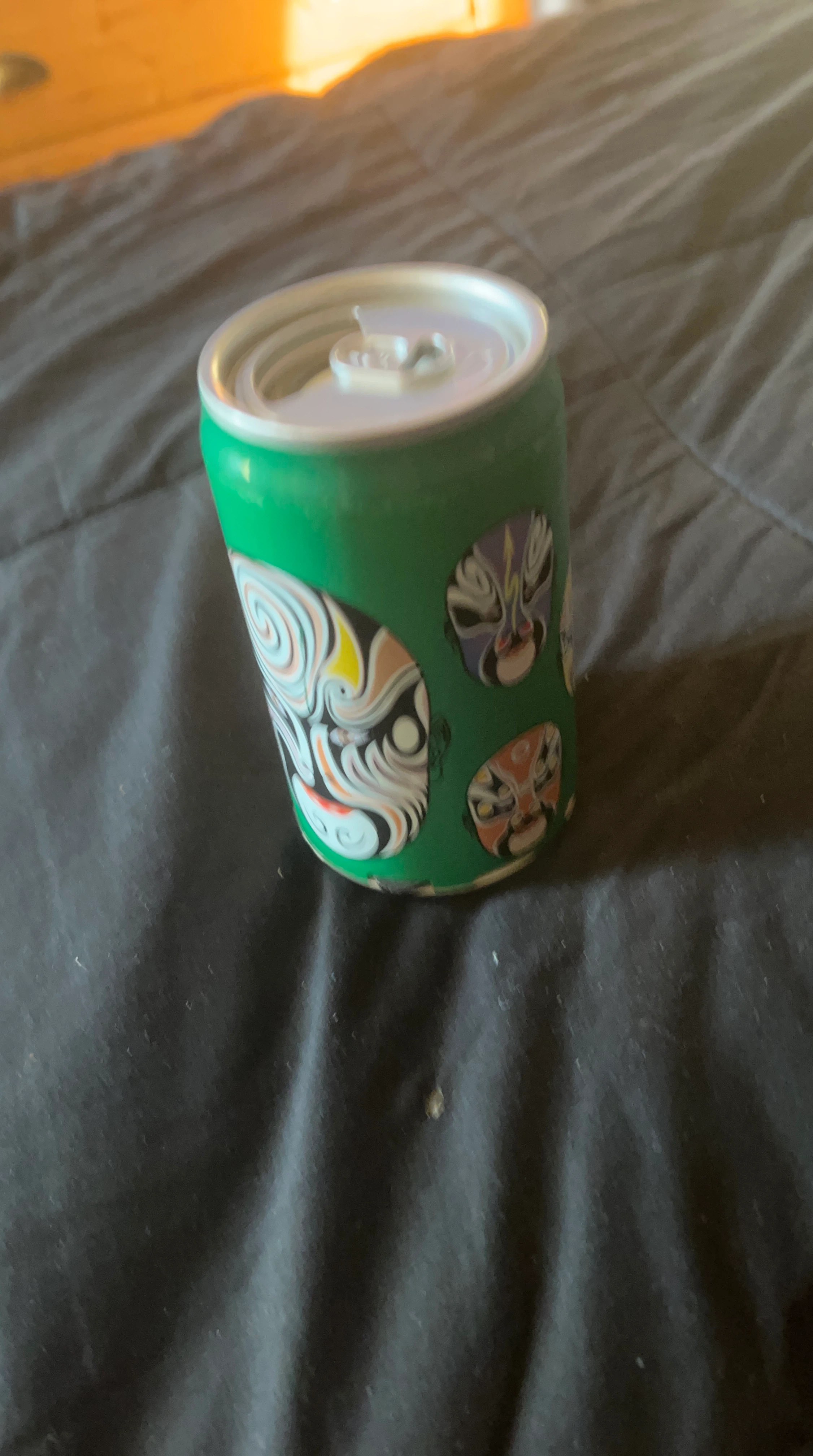 Green Can with Chinese Masks