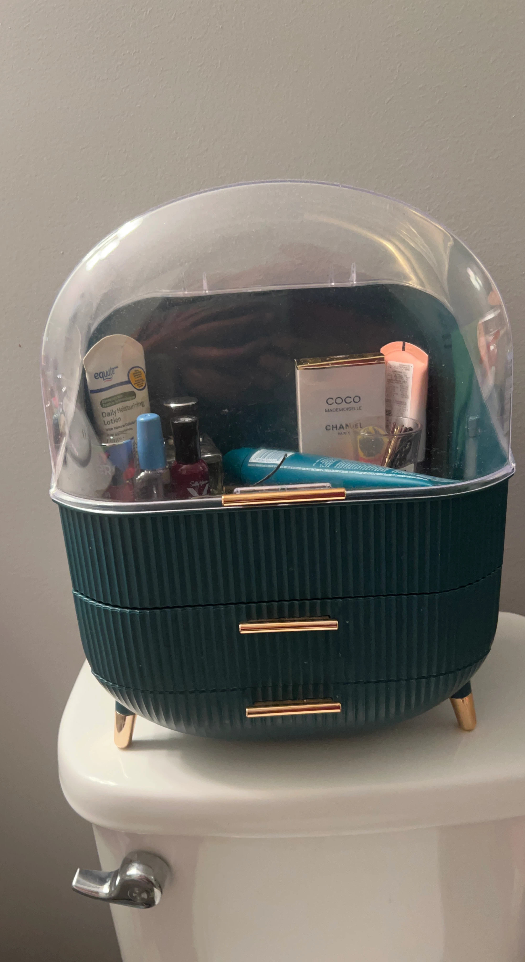 Dark Green Makeup Organizer with Drawers