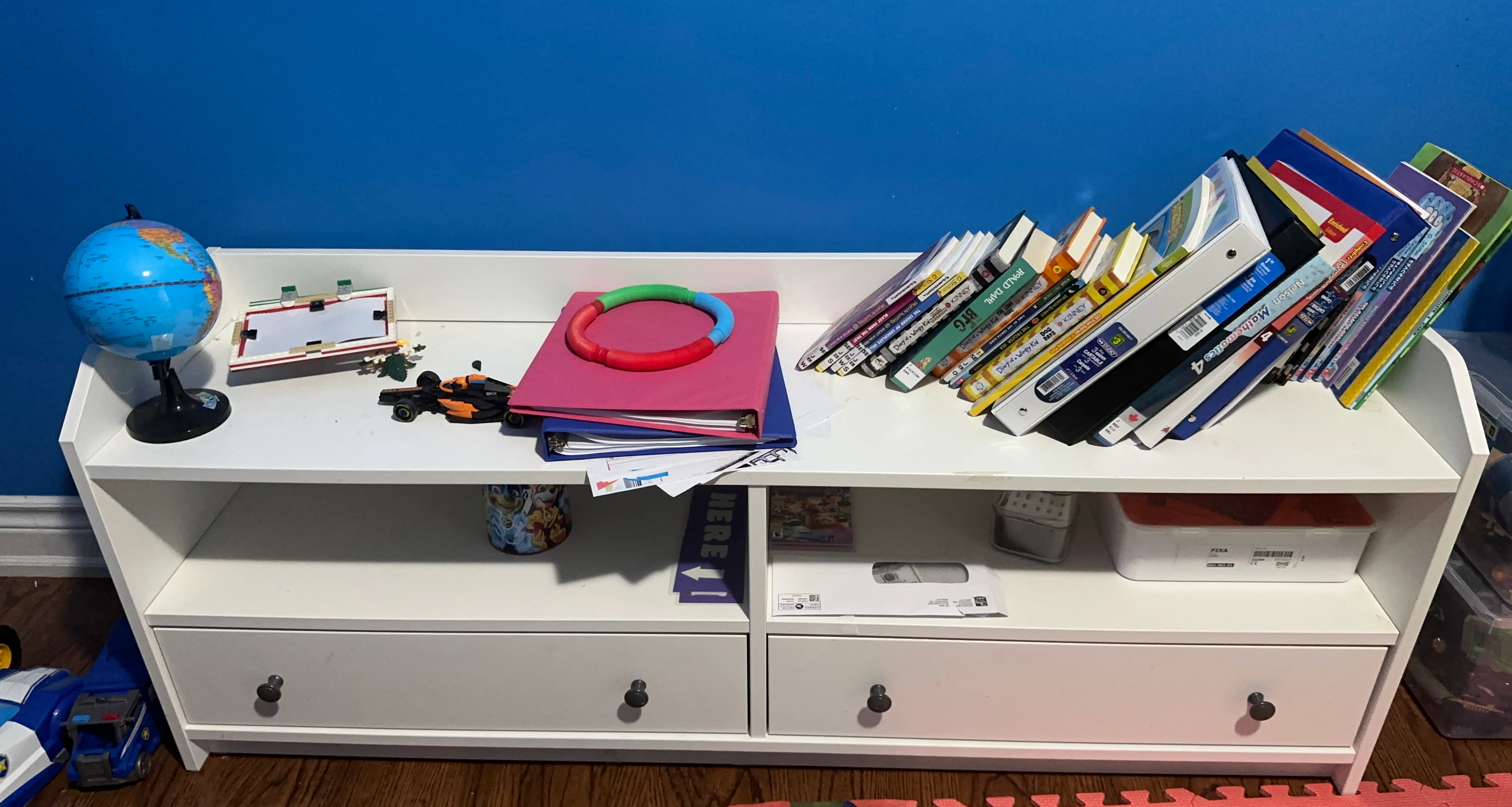 White Storage Shelf with Drawers