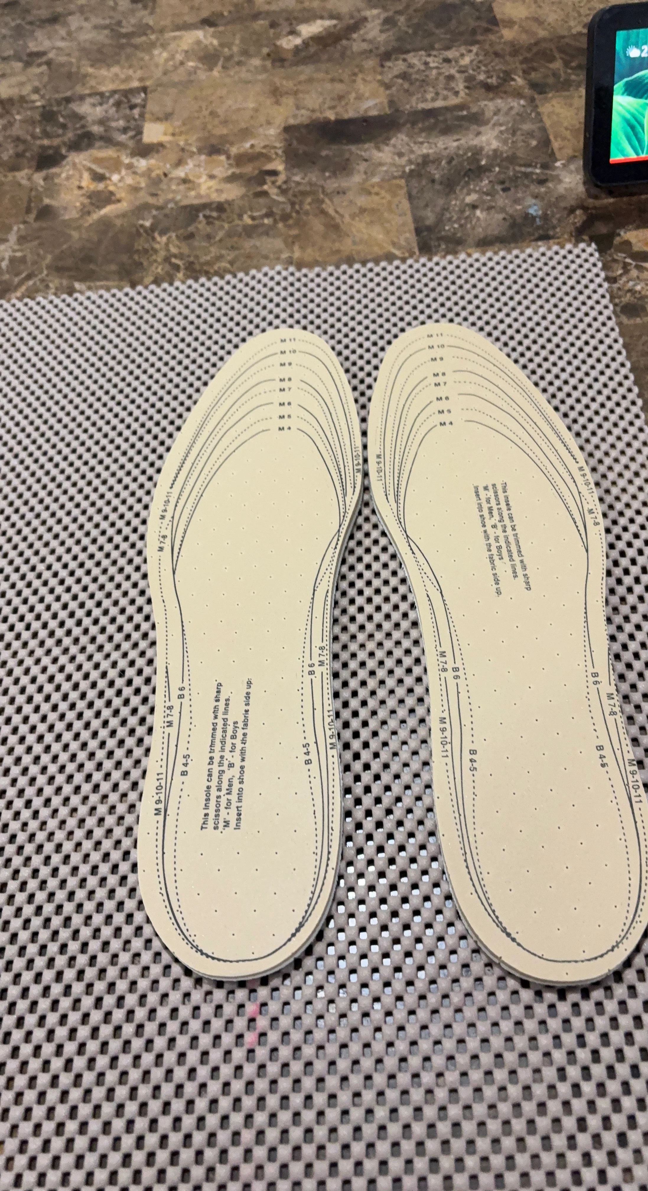 Trimable Shoe Insoles - Men's and Boys' Sizes