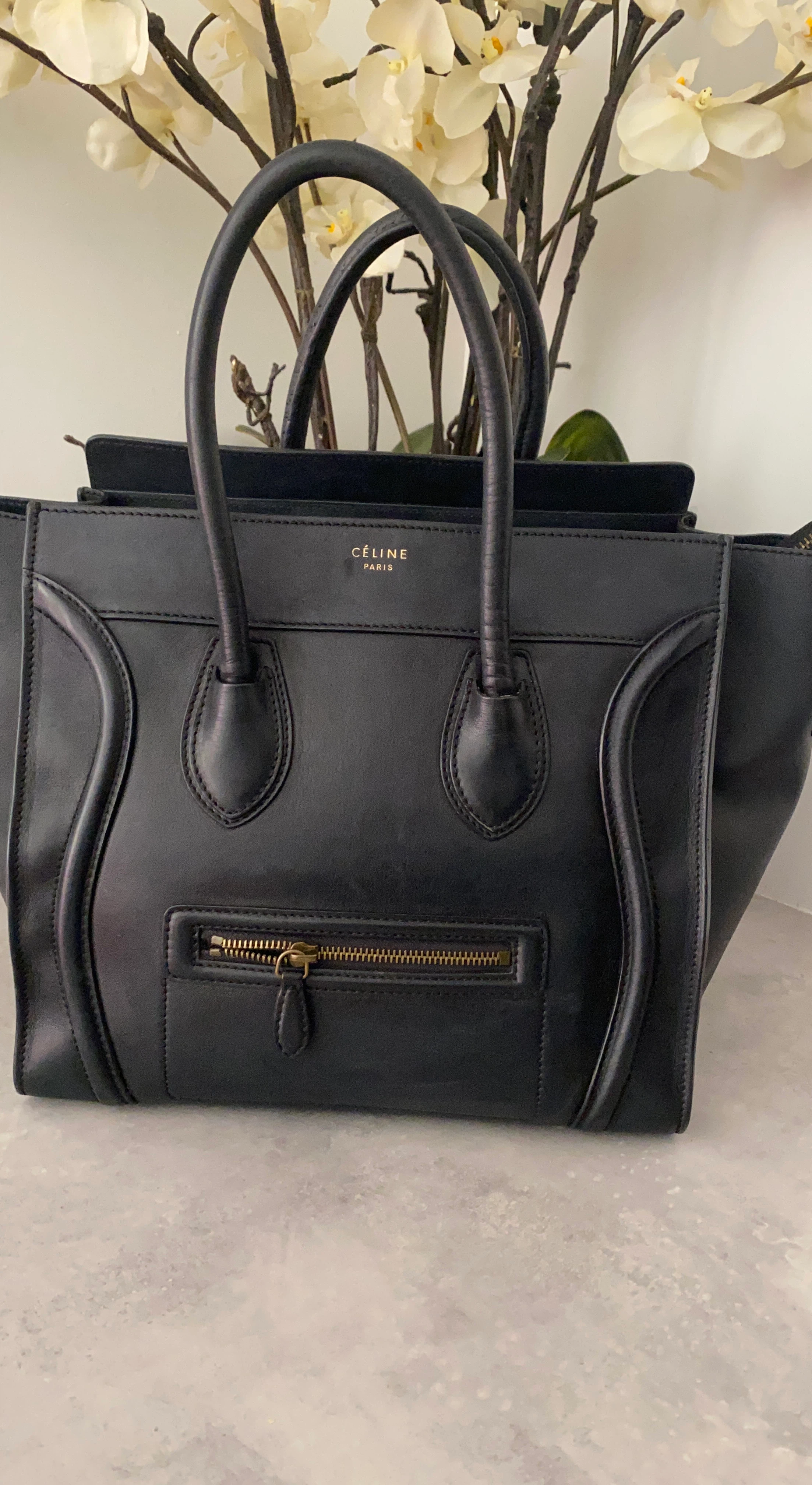 Celine LaggadeBlack Leather Top Handle Bag