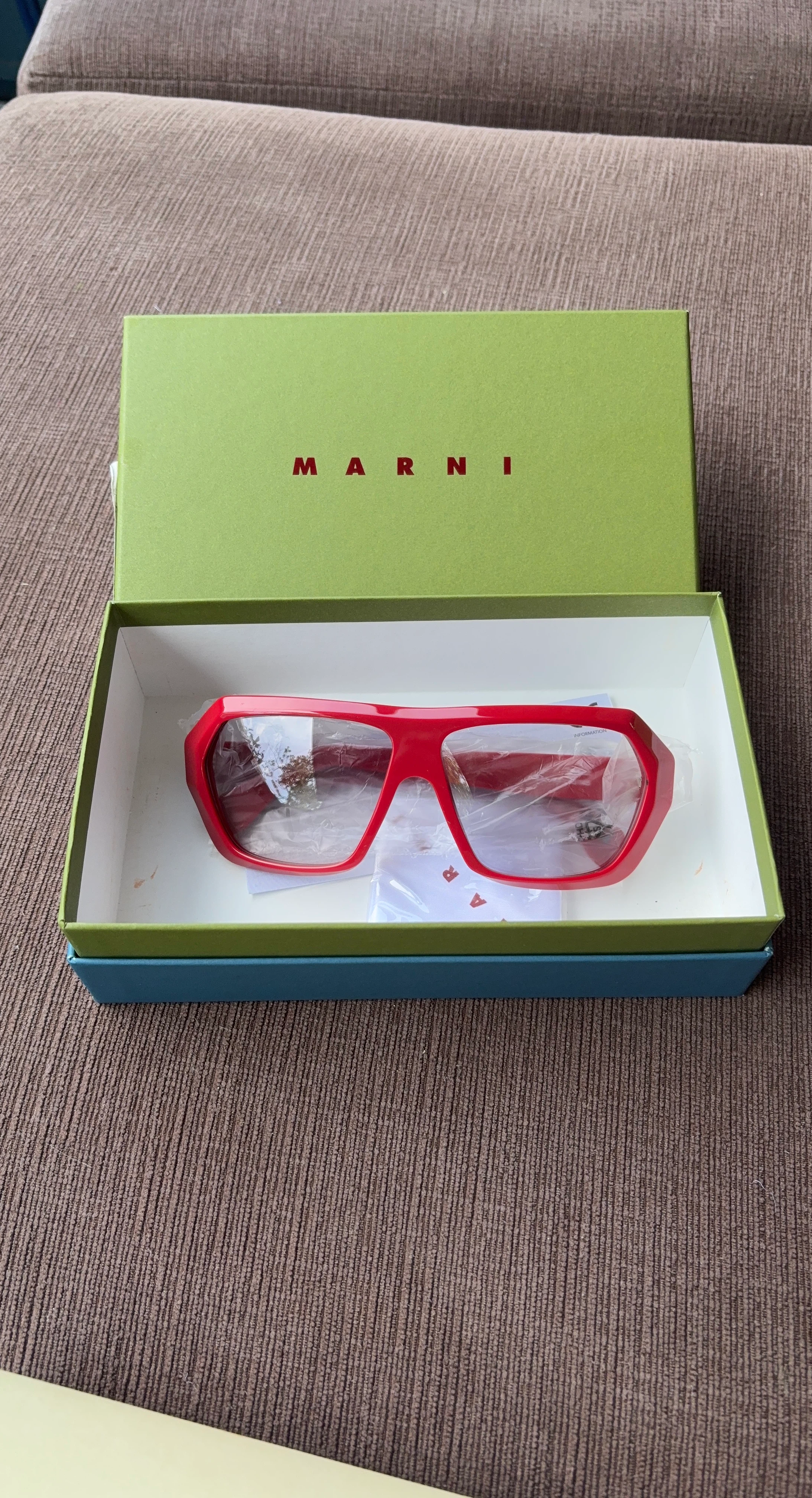 MARNI Red Aviator Sunglasses with Case