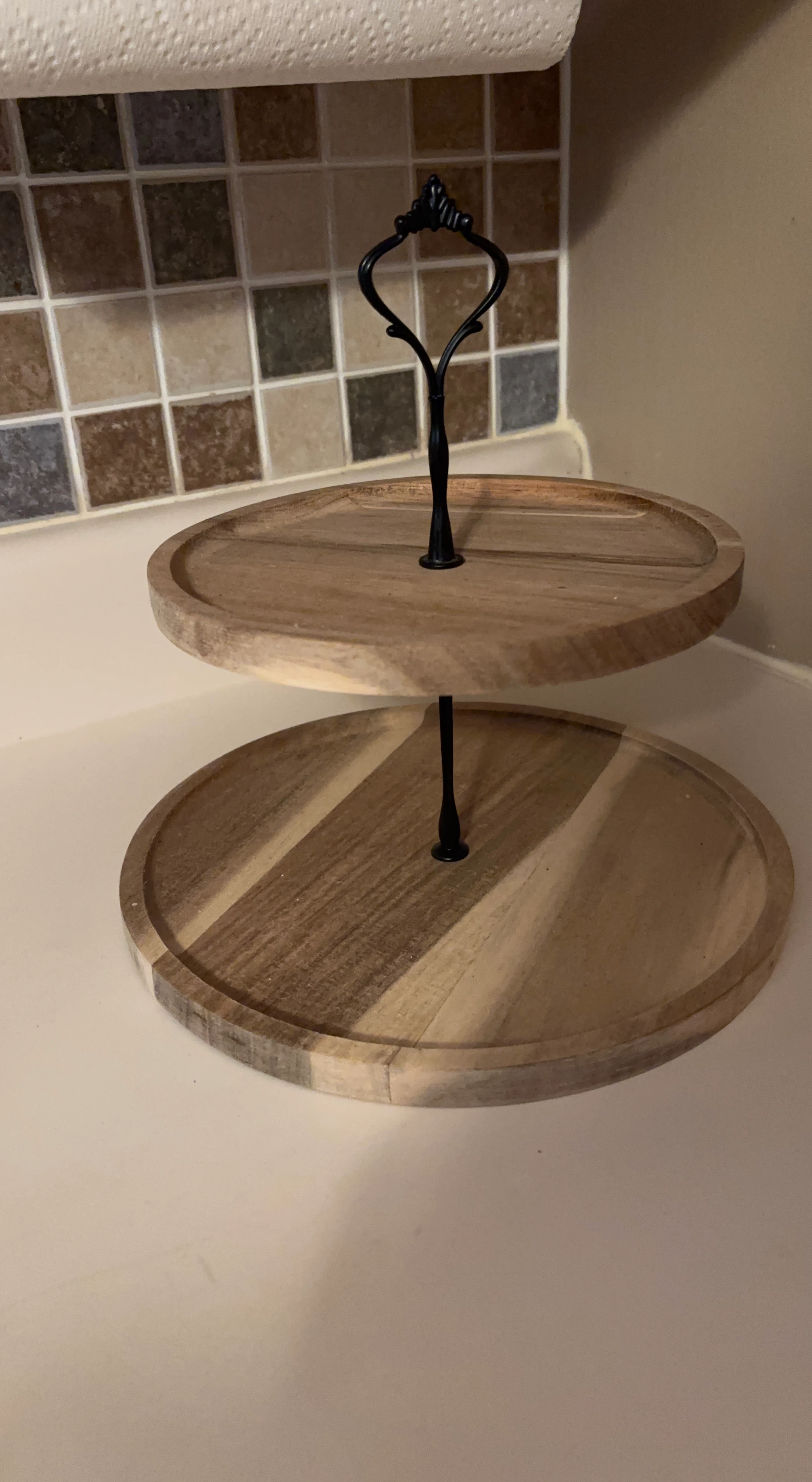 2-Tier Wooden Serving Stand