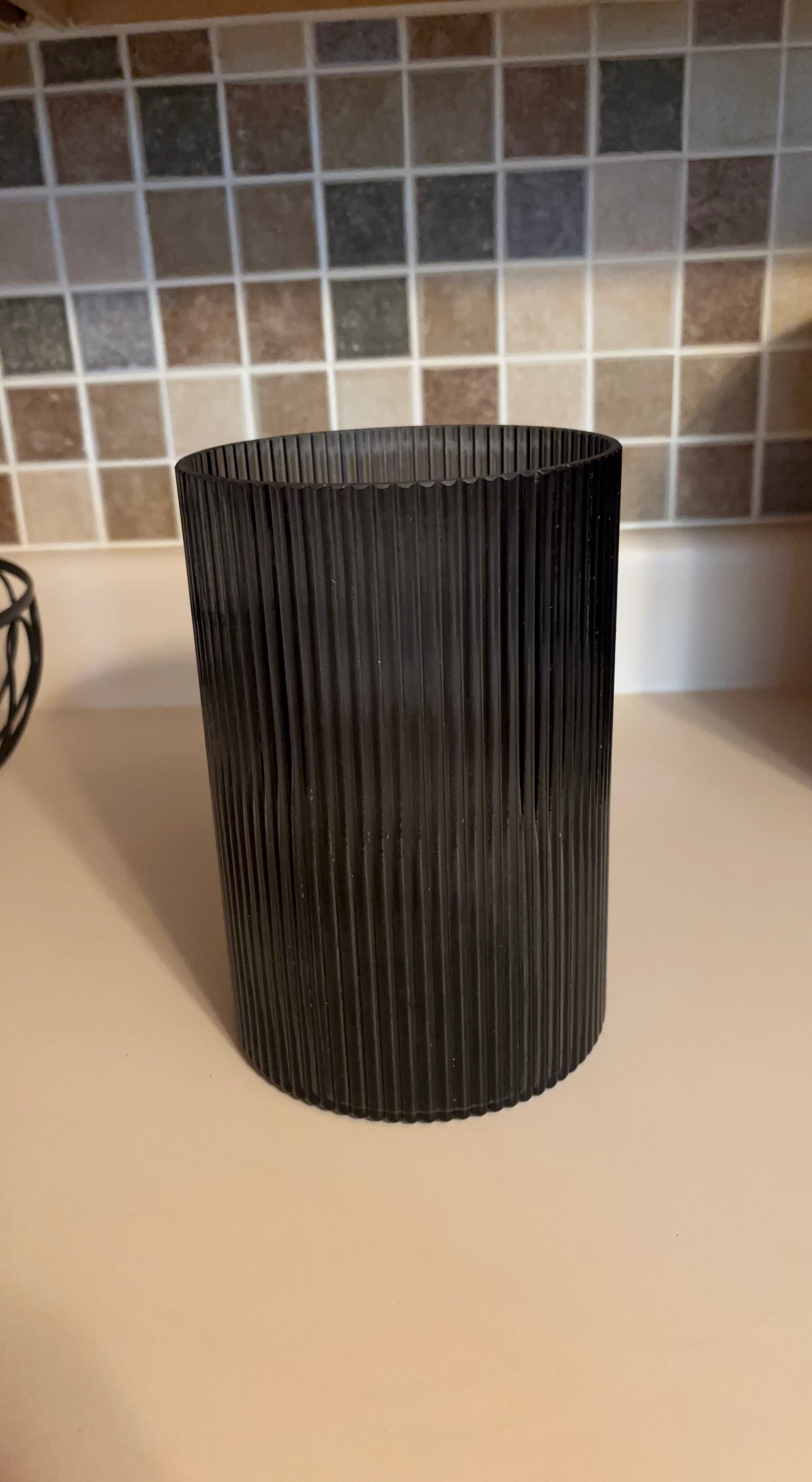 Black Fluted Glass Jar