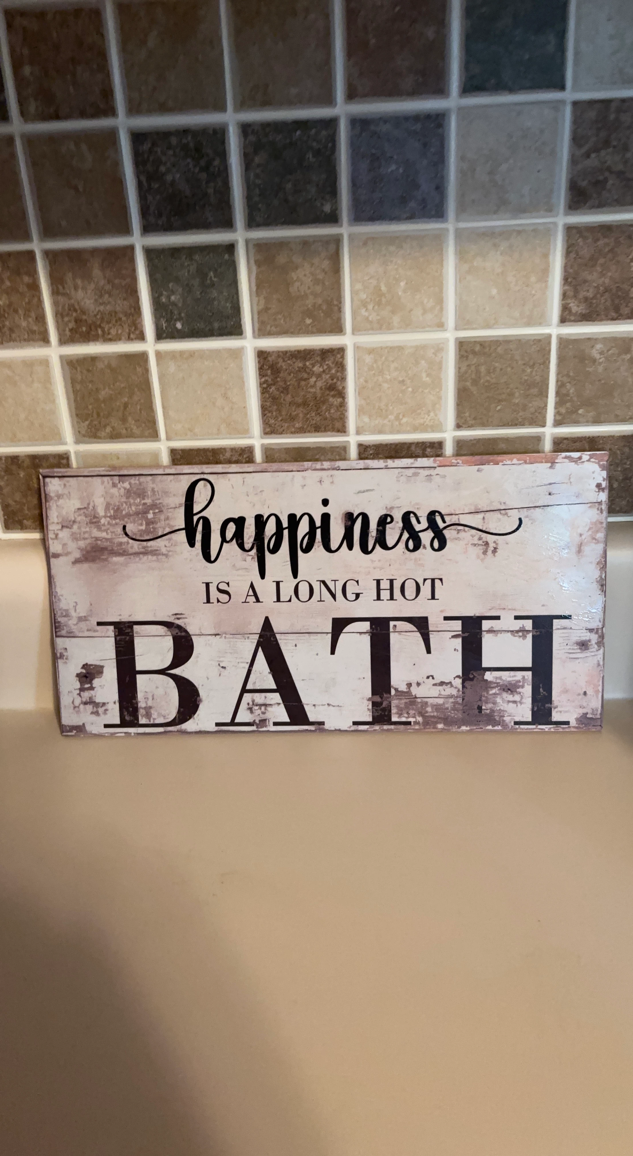 Happiness is a Long Hot Bath Wood Sign