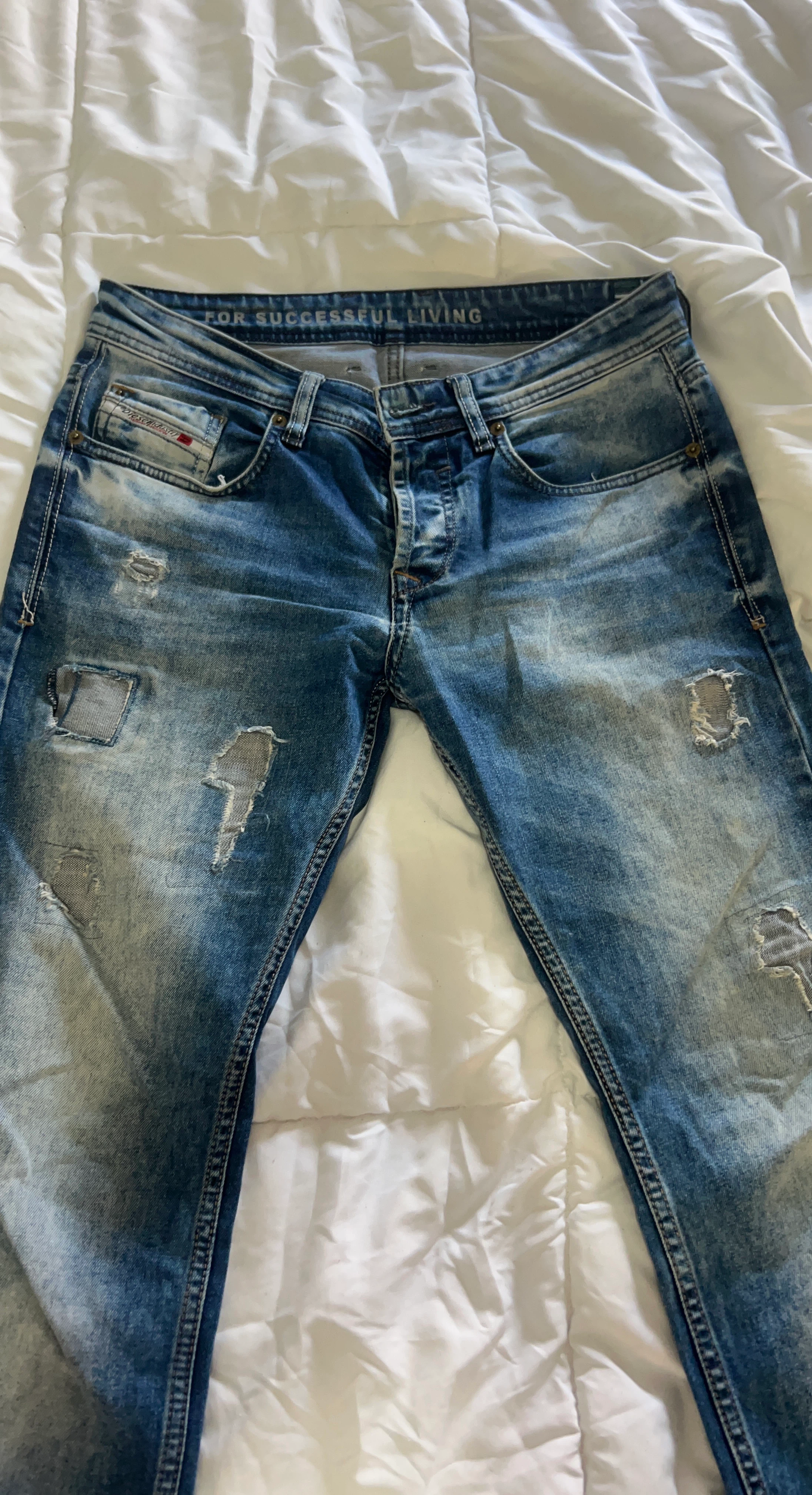 Diesel Men's Jeans Size 31 Distressed Blue Wash