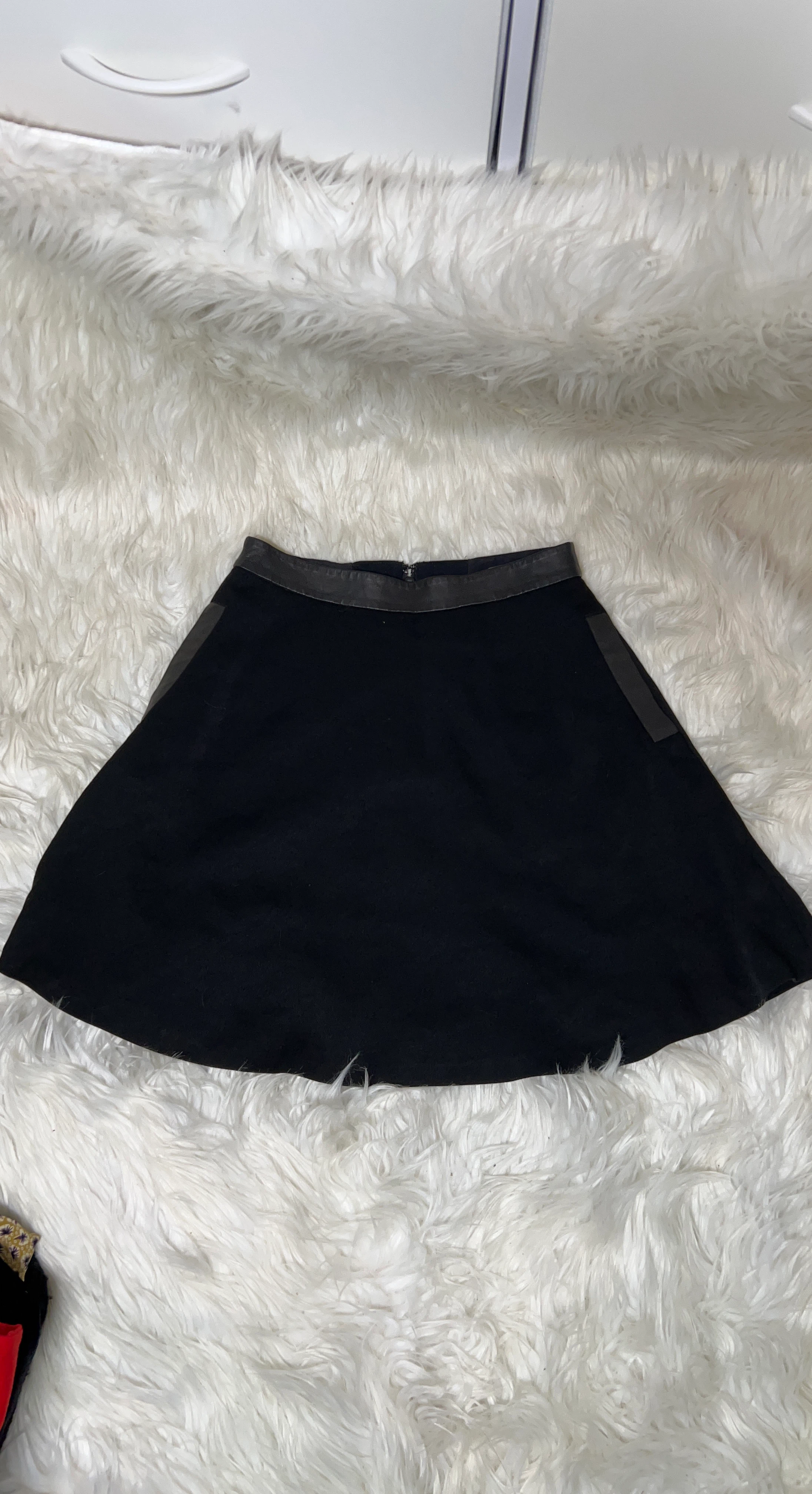 Alice + Olivia Black Skirt with Faux Leather Trim