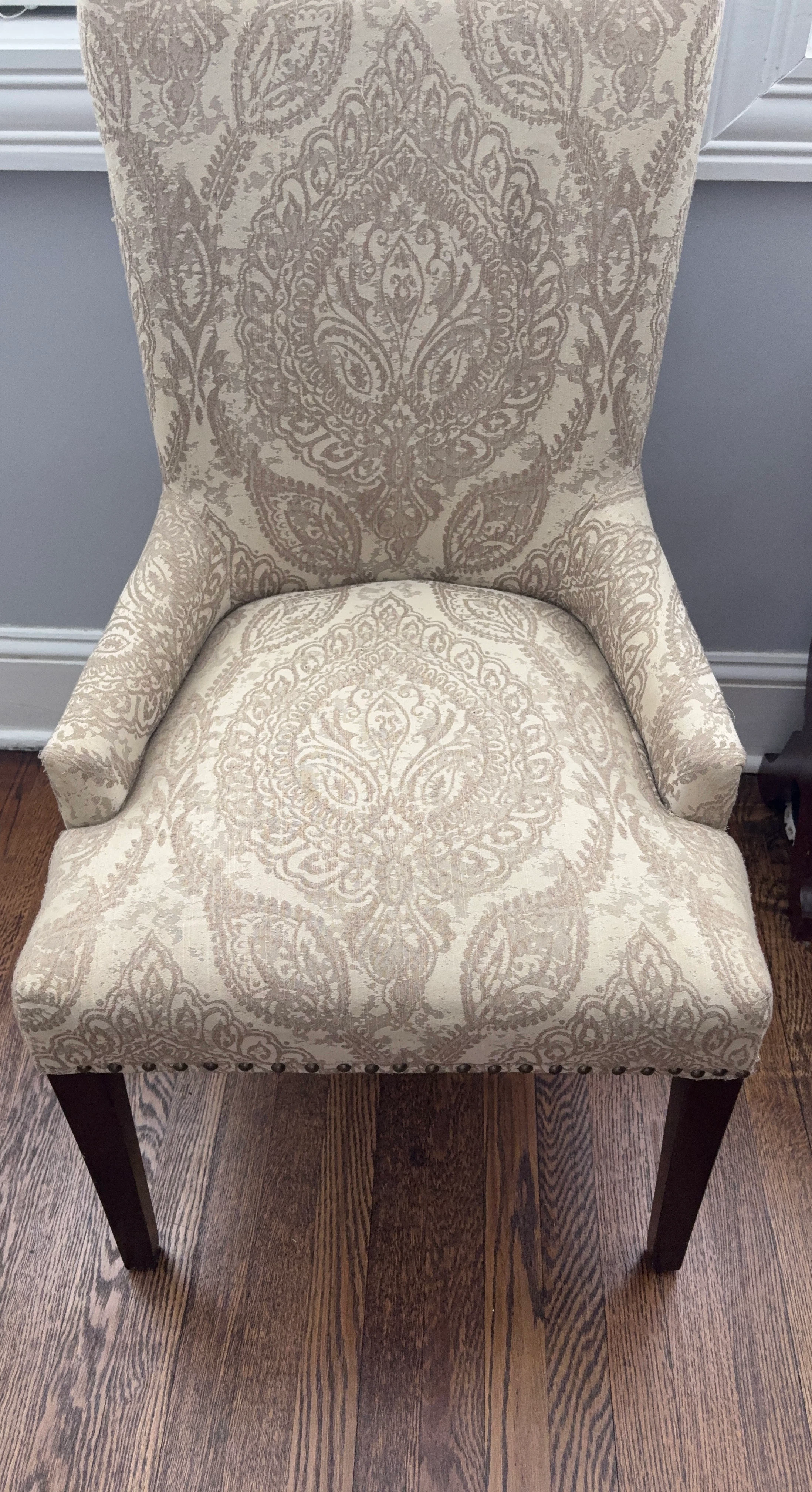 Upholstered Accent Chair with Damask Pattern